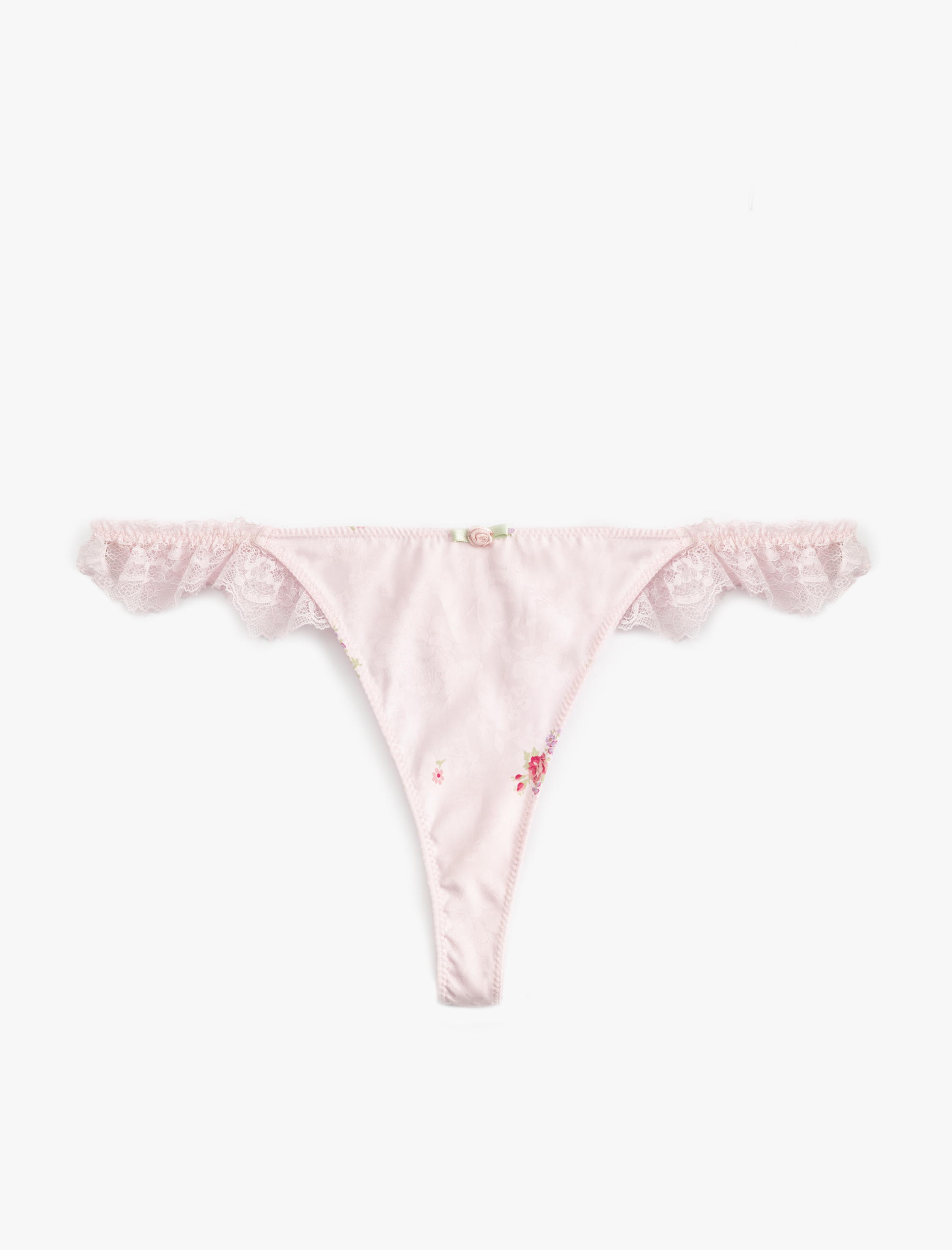   Fiyonklu Çiçekli Dantel Detaylı Saten String Külot