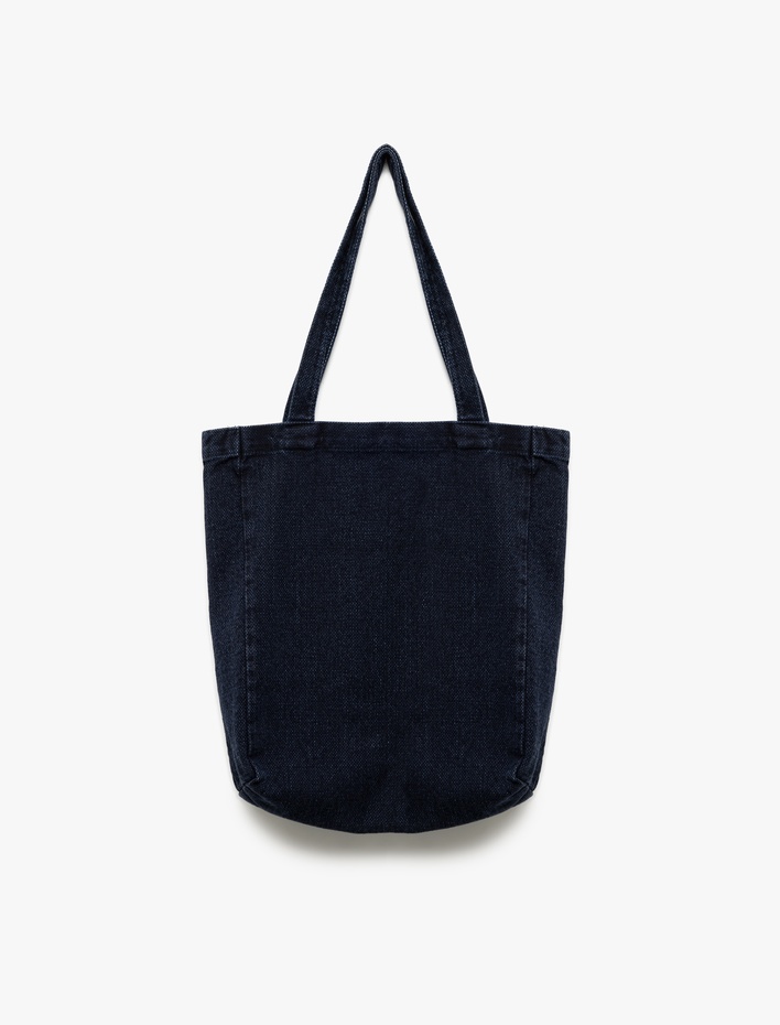 Kadın Cep Detaylı Saplı Denim Tote Çanta