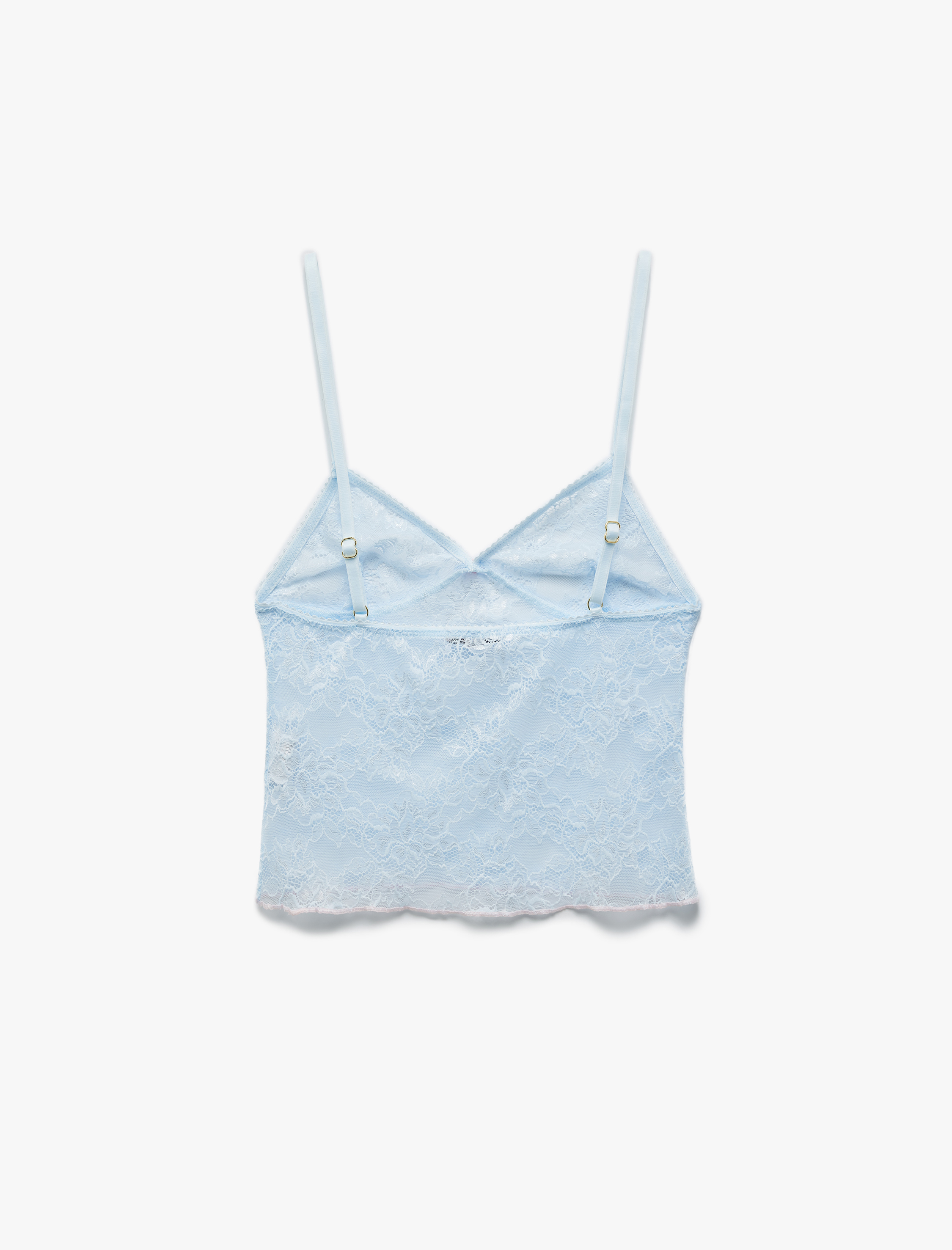   Kalp Yaka İnce Askılı Dantelli Pijama Üstü