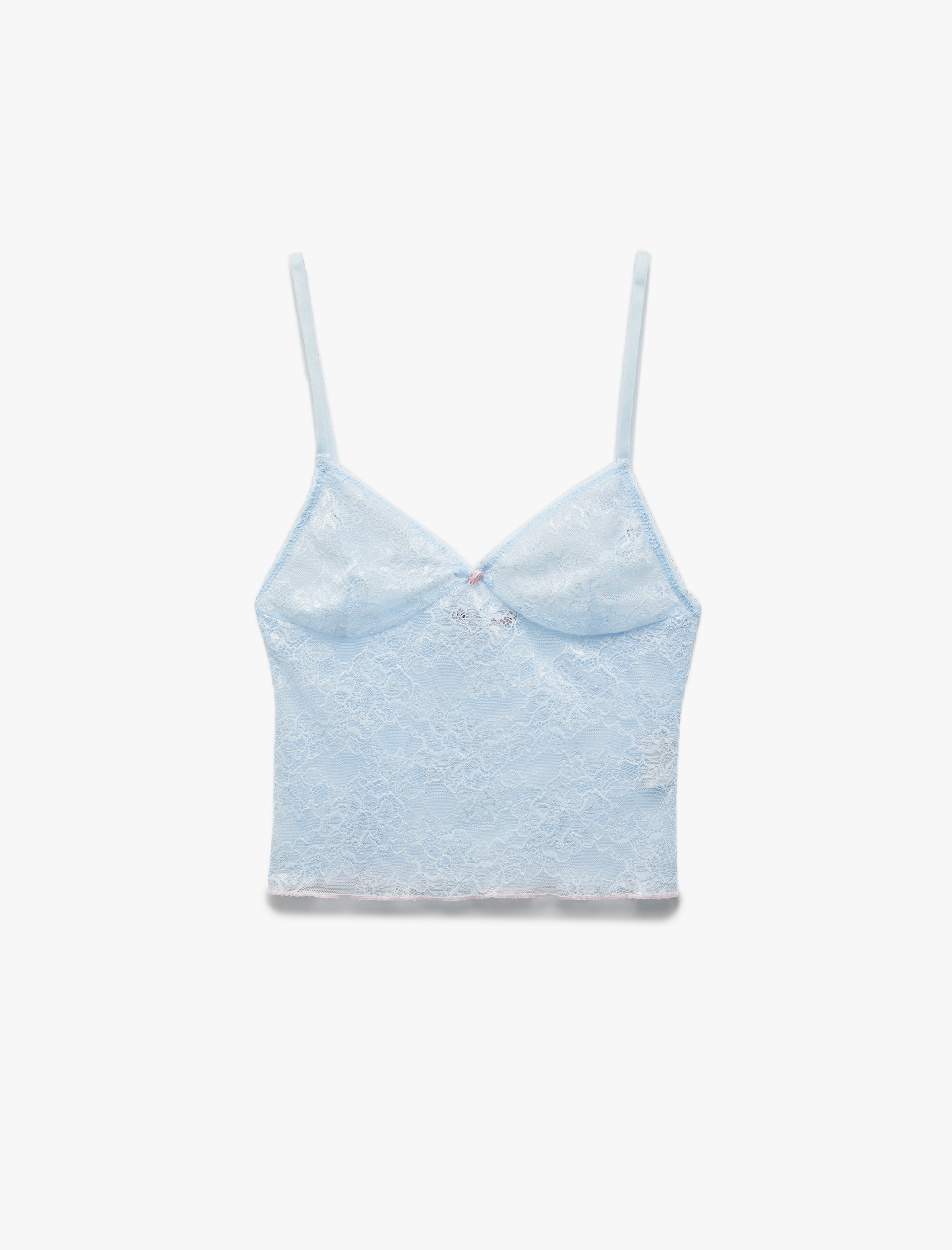 Koton Kadın Kalp Yaka İnce Askılı Dantelli Pijama Üstü -1