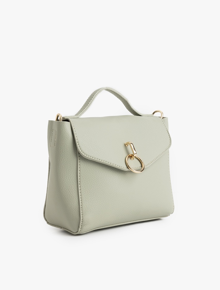 Kadın Metal Aksesuarlı Suni Deri Saplı Askılı Çapraz Çanta