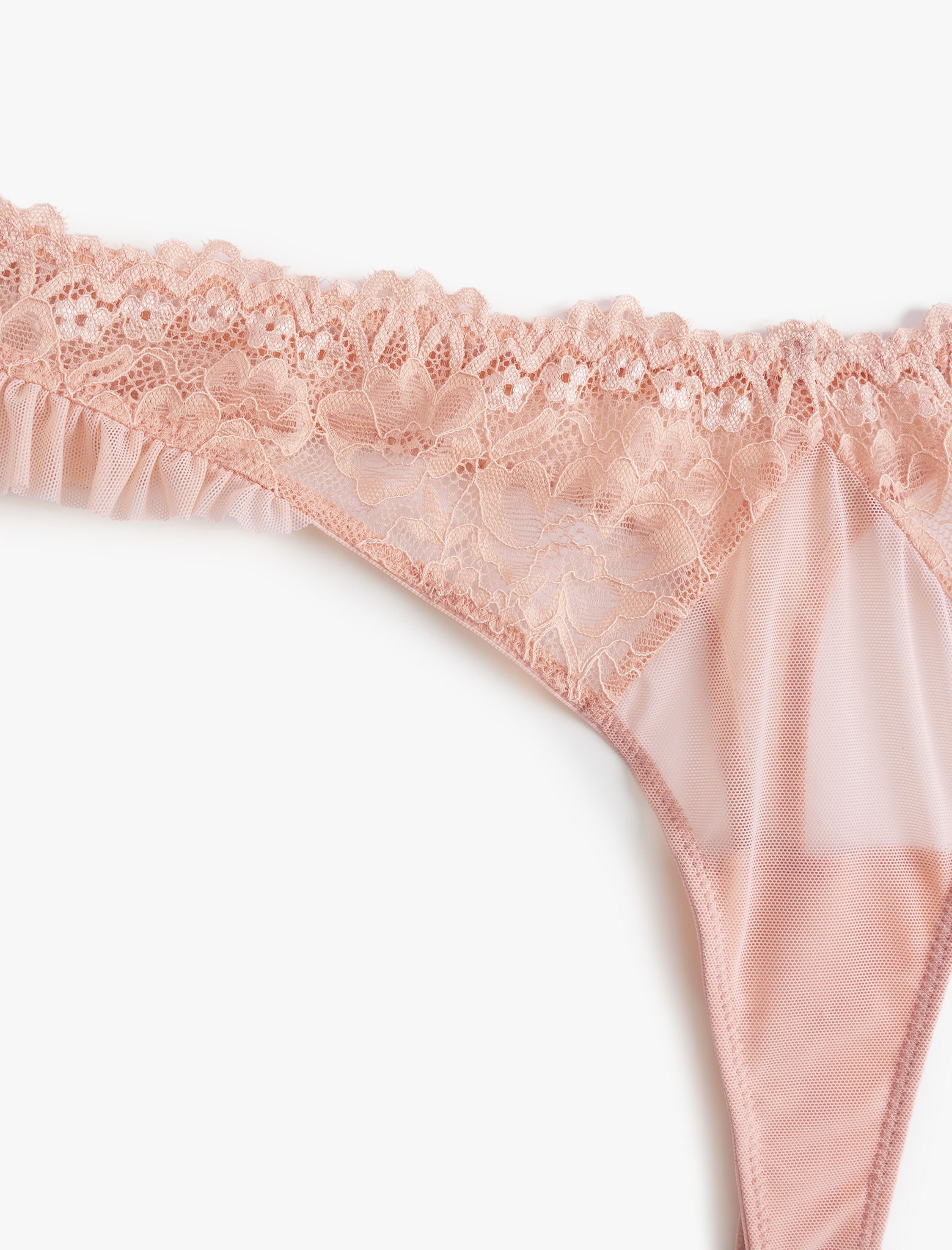   Fırfır Detaylı Transparan Dantelli String Külot