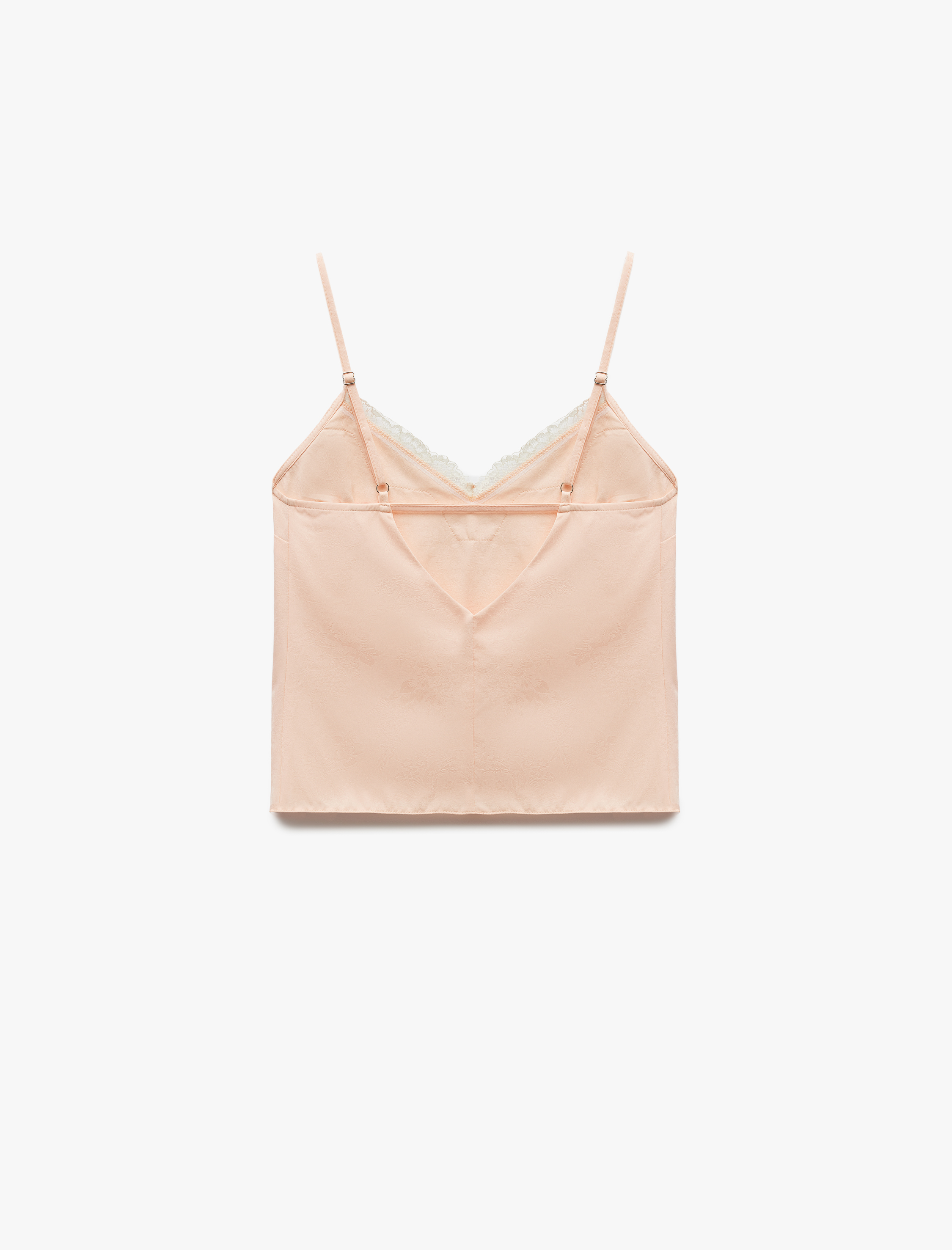   Dantel Detaylı V Yaka Saten İnce Askılı Pijama Üst