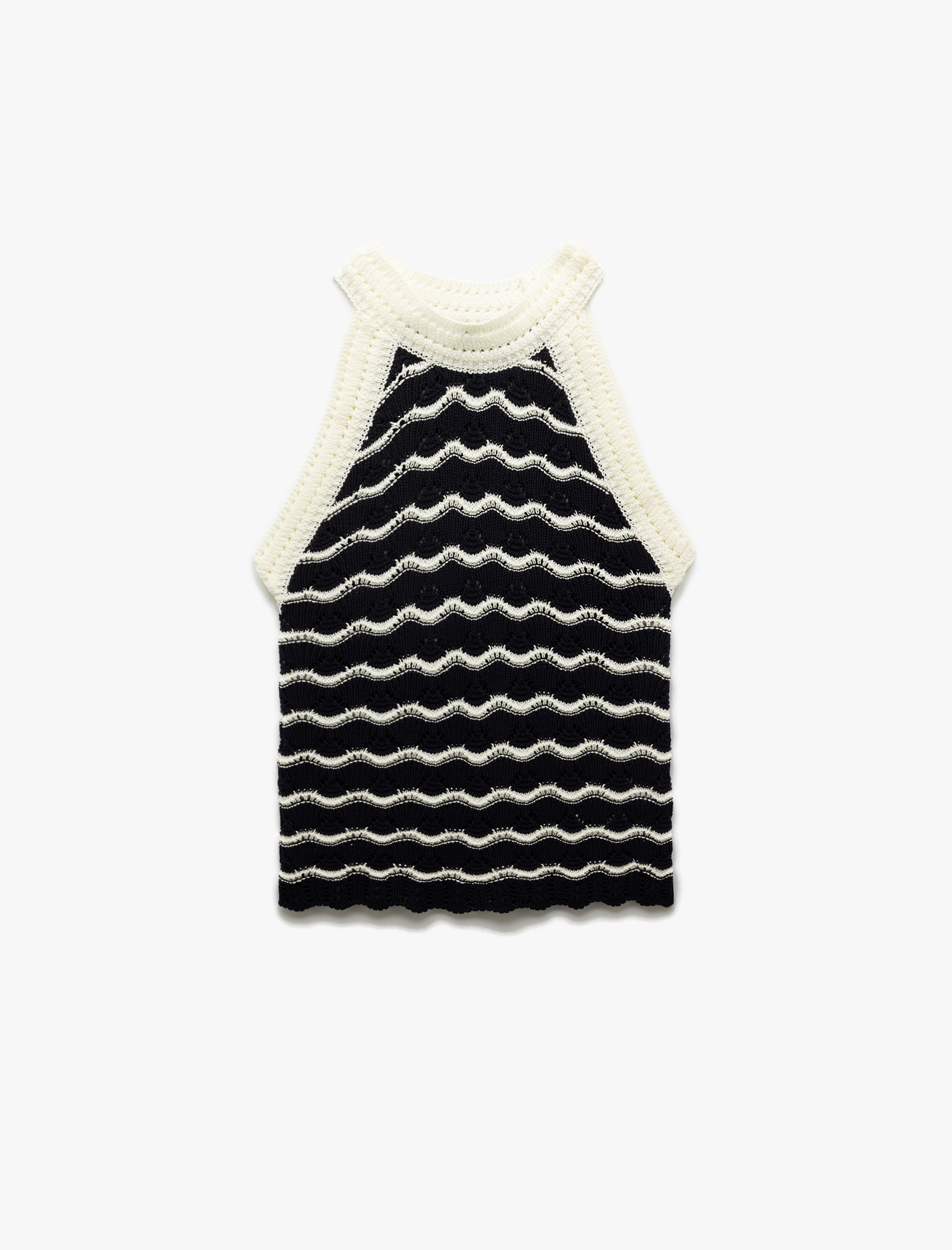   Koton X Sima Tarkan - Kolsuz Renk Kontrastlı Halter Yaka Kroşe Bluz