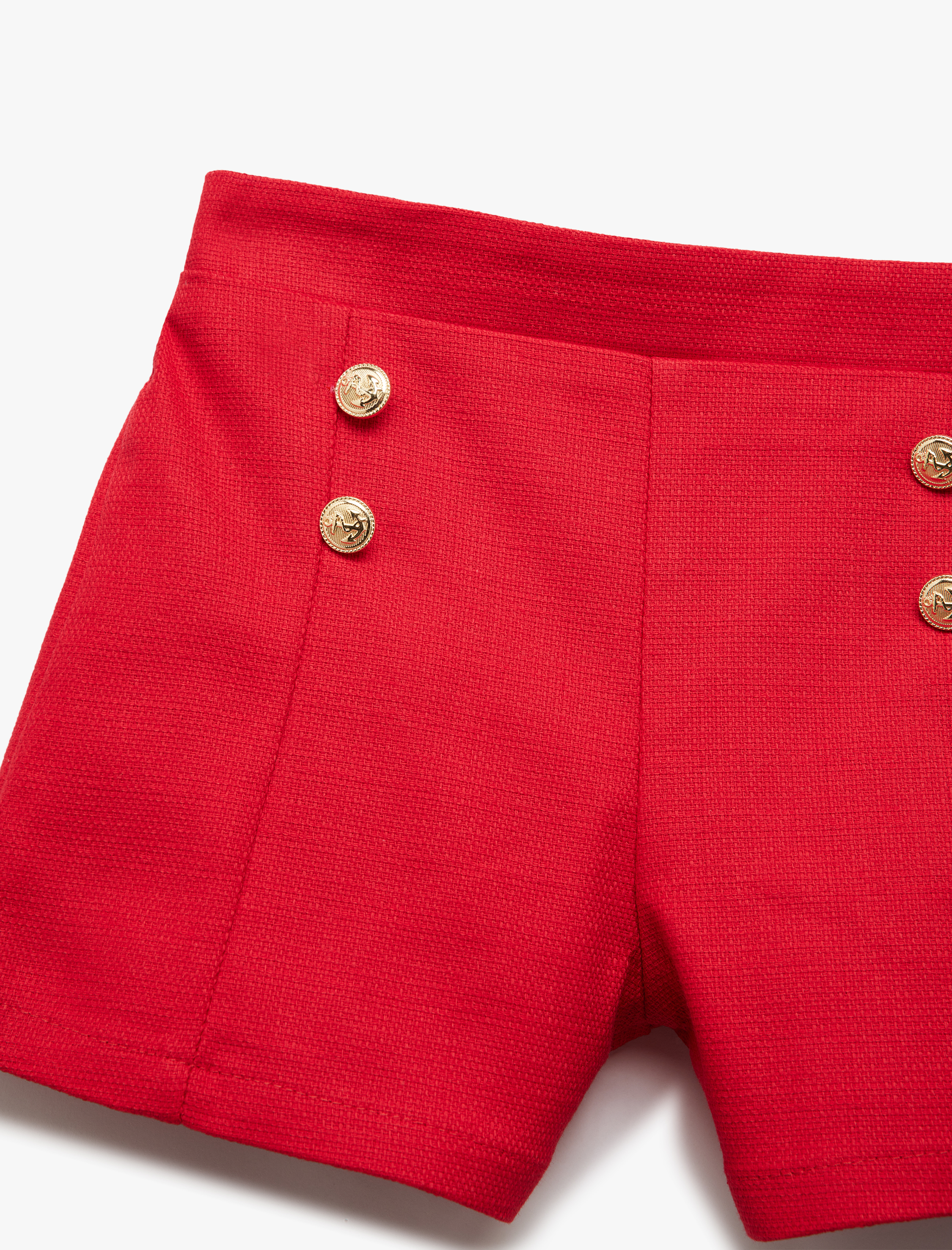  Kız Bebek Düğme Detaylı Yüksek Bel Pamuklu Şort