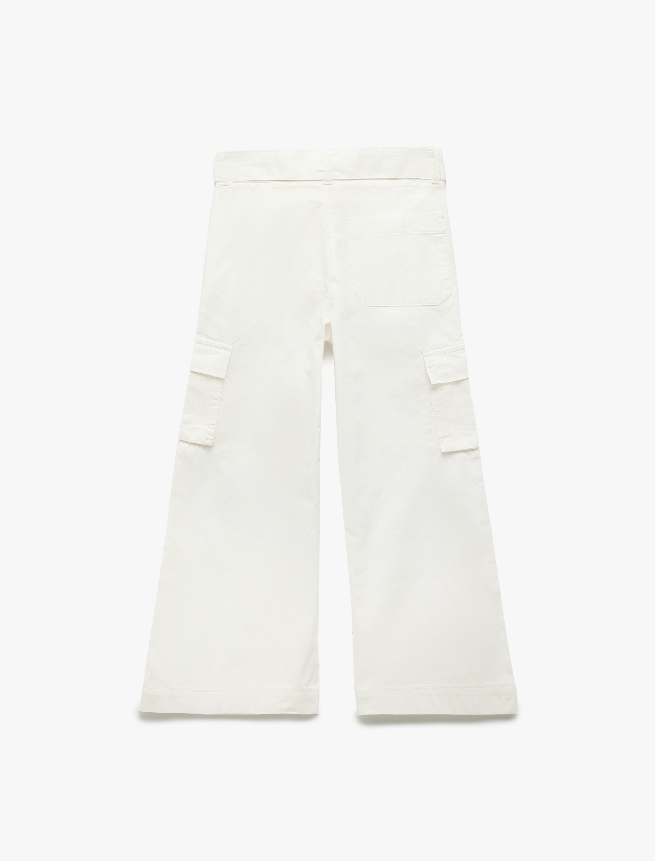  Kız Çocuk Pamuklu Cep Detaylı Bol Paça Kargo Pantolon