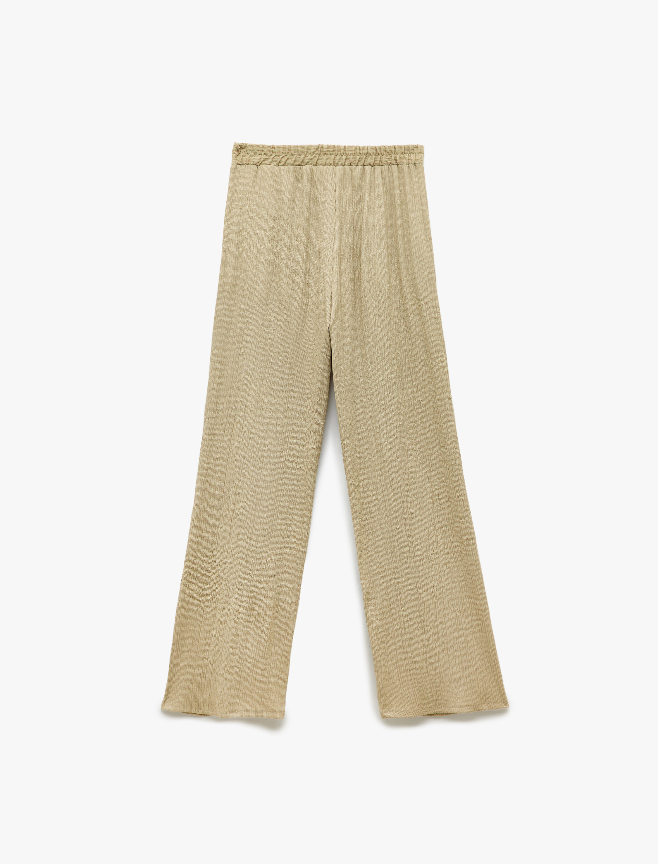 Regular Fit Cepli Pile Detaylı Geniş Paça Kumaş Pantolon
