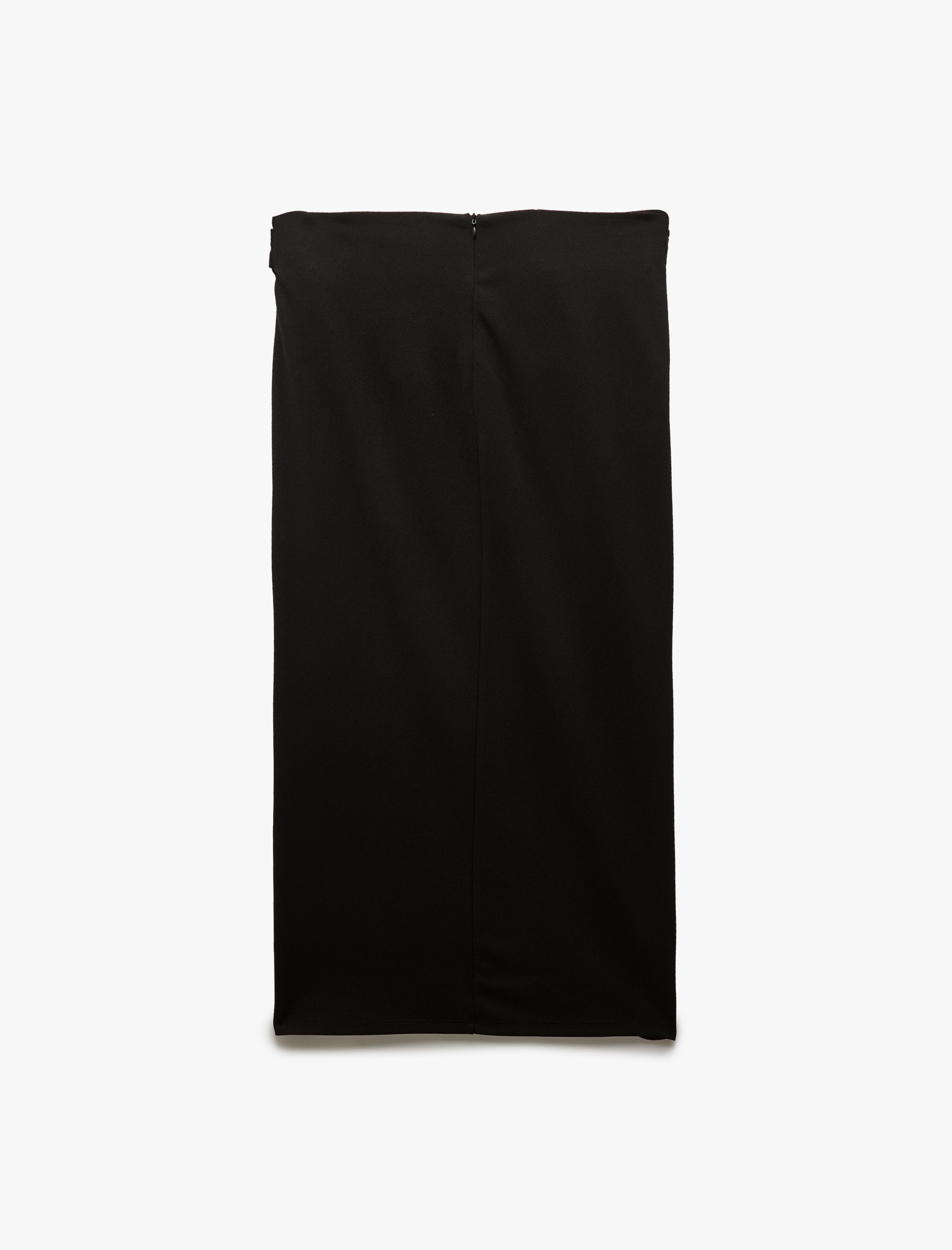   Krep Scuba Kumaş Drape Detaylı Midi Boy Kruvaze Etek