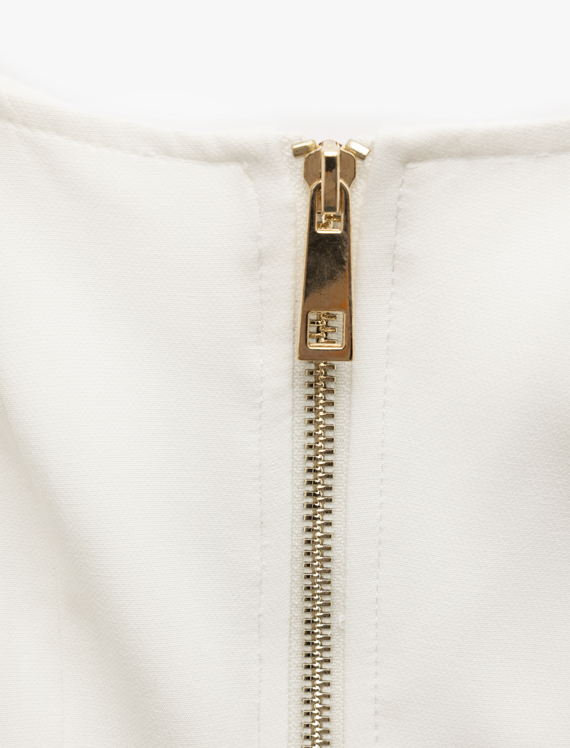   Kolsuz Kalın Askılı Kare Yaka Fermuarlı Bluz