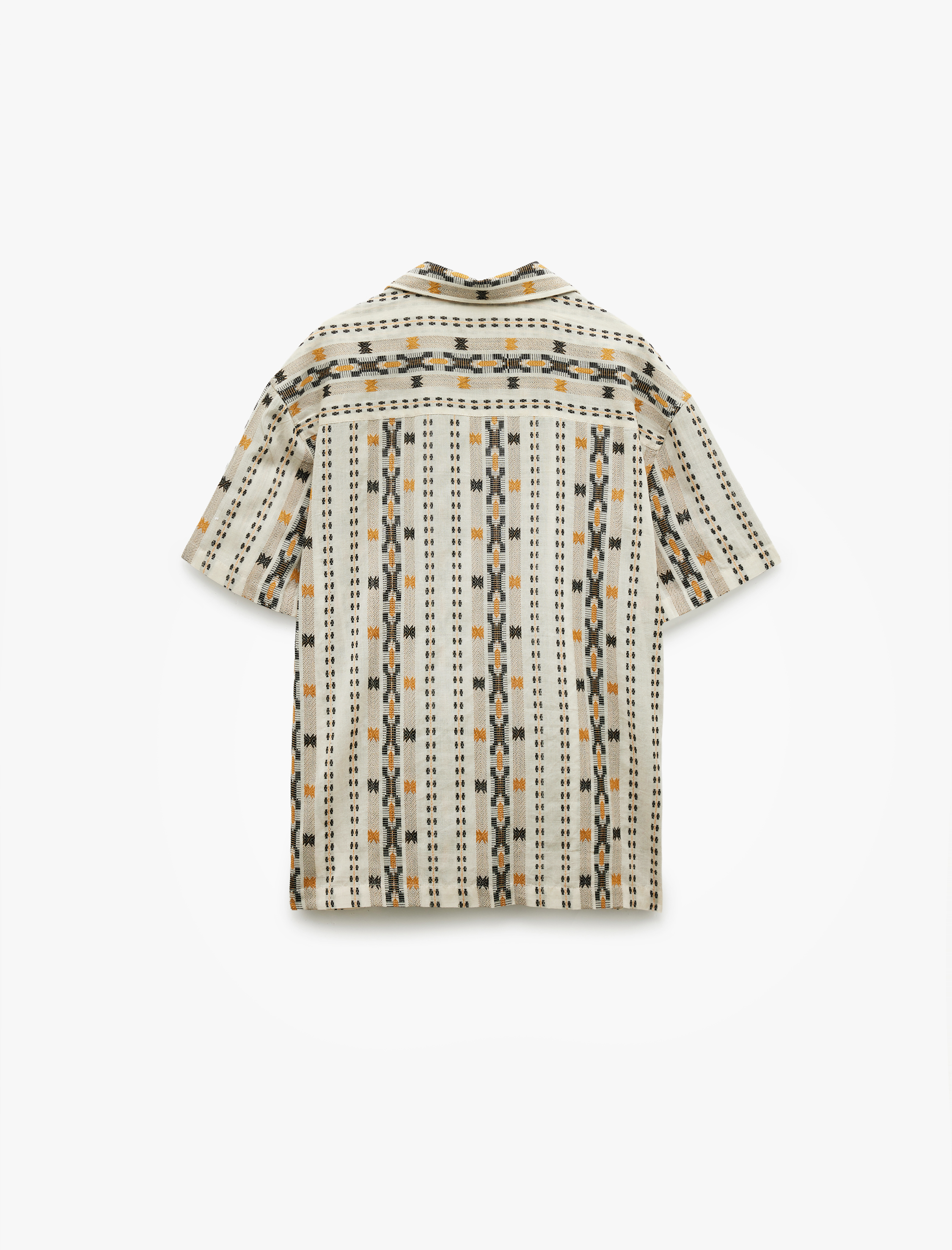   Kısa Kollu Gömlek Yaka Pamuklu Desenli Gömlek