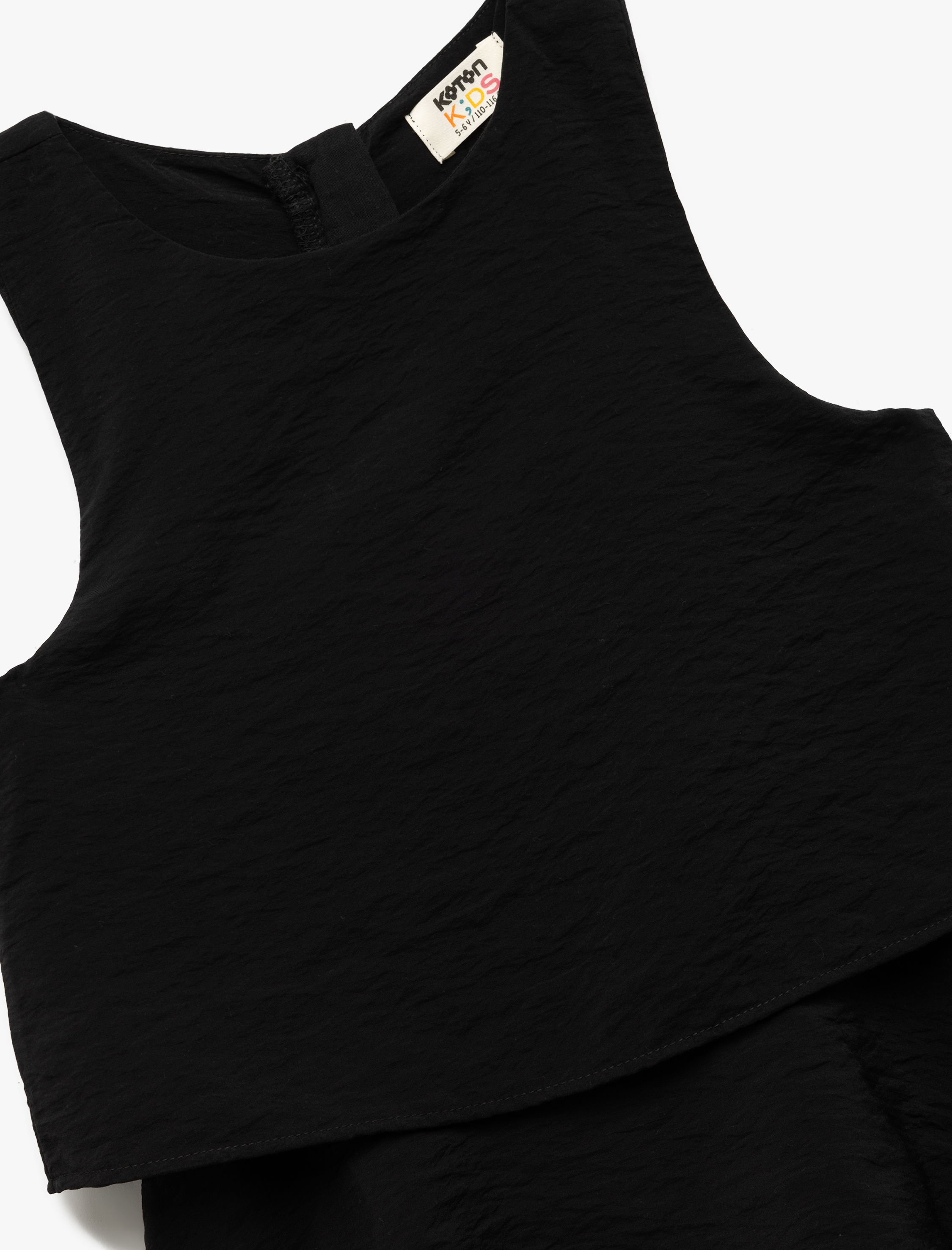  Kız Çocuk Pileli Kolsuz Bisiklet Yaka Viskon Tulum