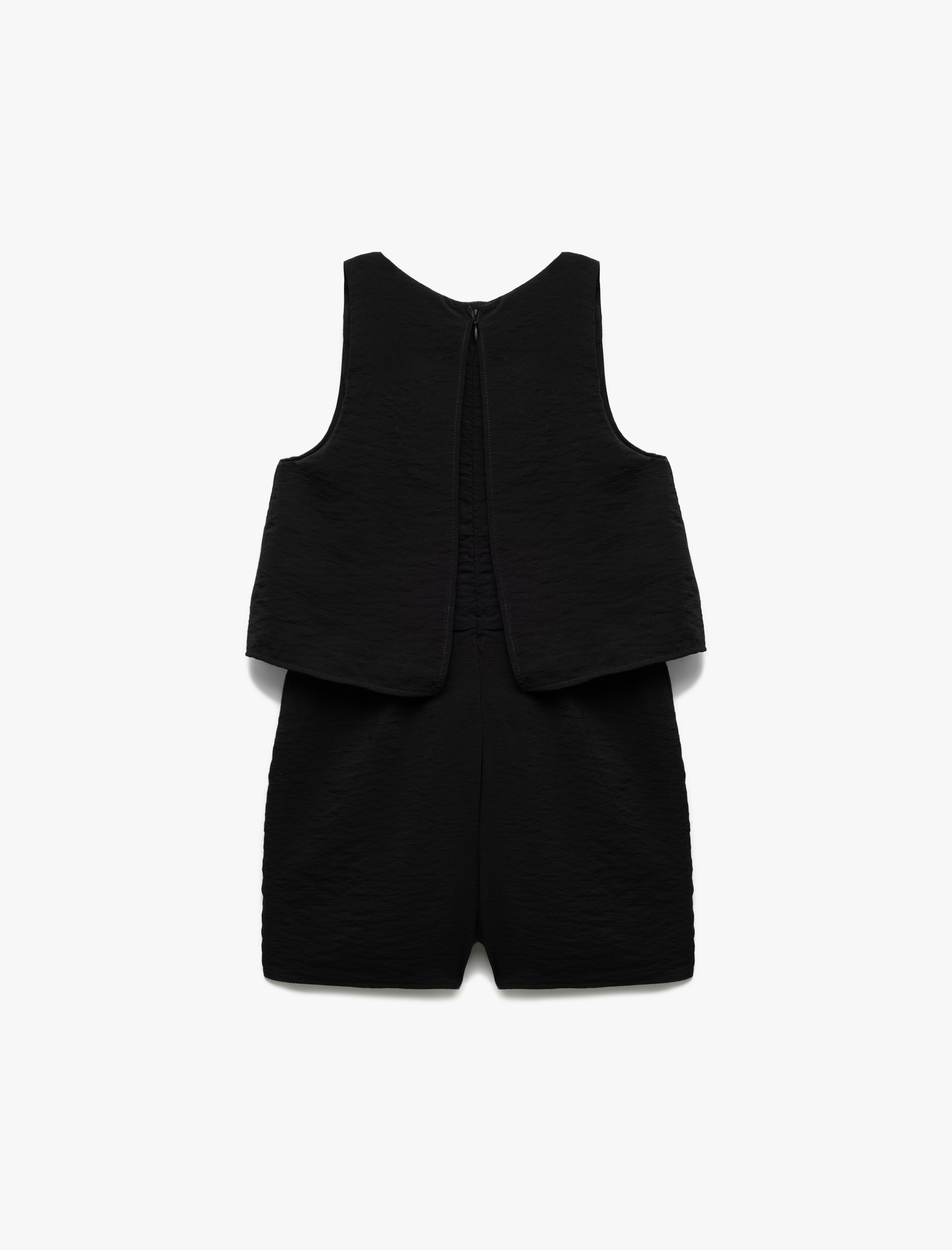  Kız Çocuk Pileli Kolsuz Bisiklet Yaka Viskon Tulum