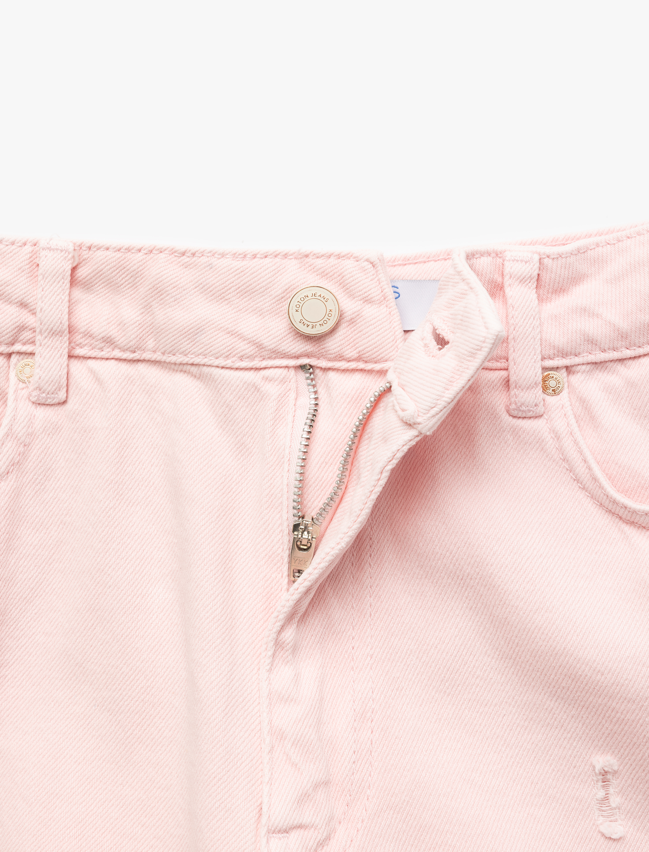   Pamuklu Beş Cepli Mini Püskül Detaylı Yırtık Denim Şort