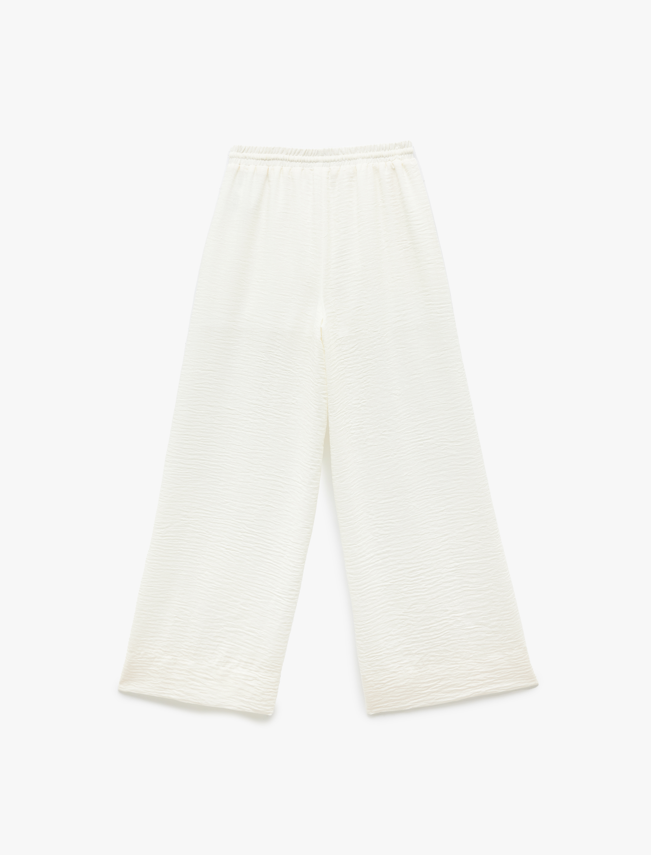 Astarlı Beli Bağlamalı Lastikli Yüksek Bel Cepli Geniş Paça Pantolon