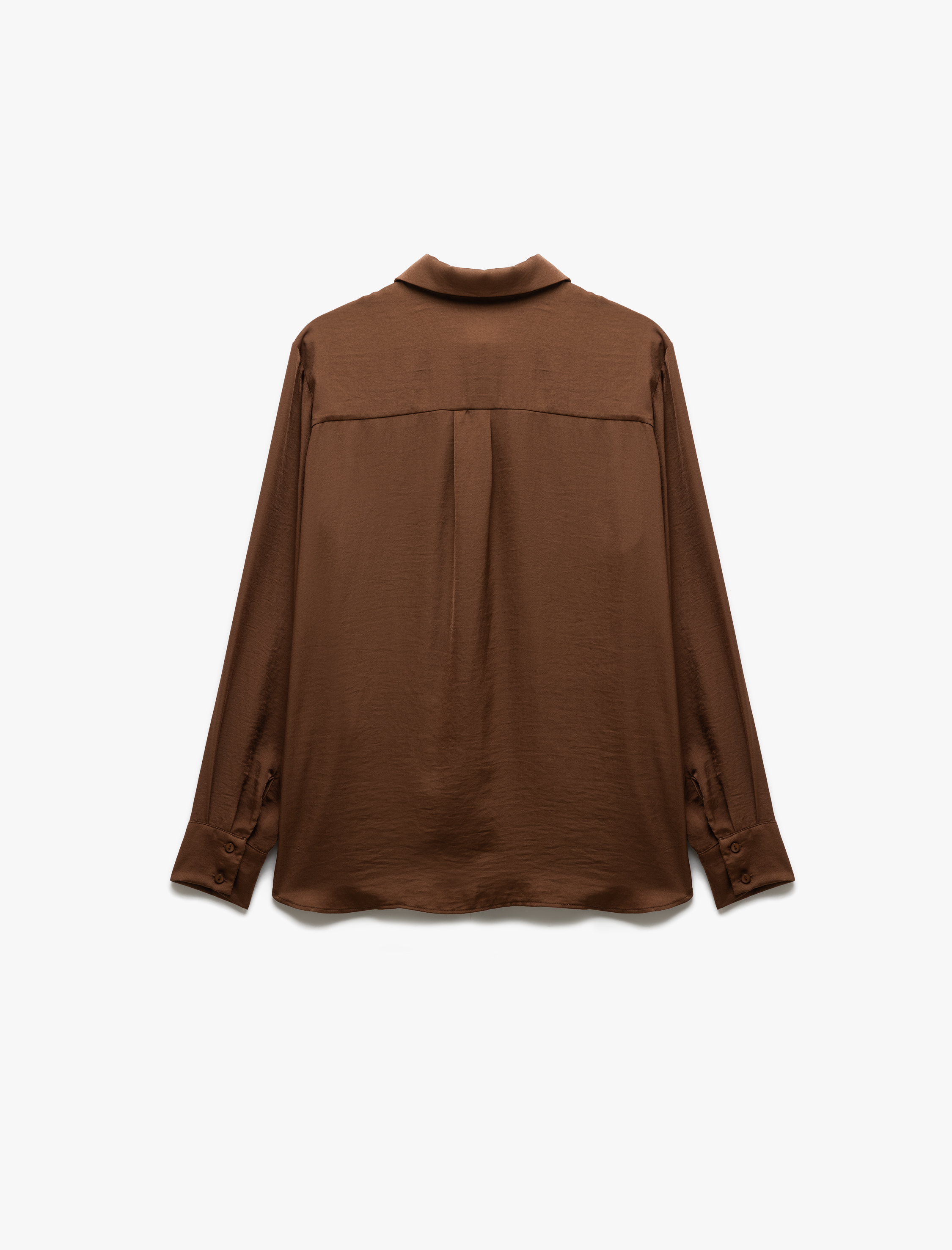   Aerobin Kumaş Uzun Kollu Klasik Yaka Saten Gömlek