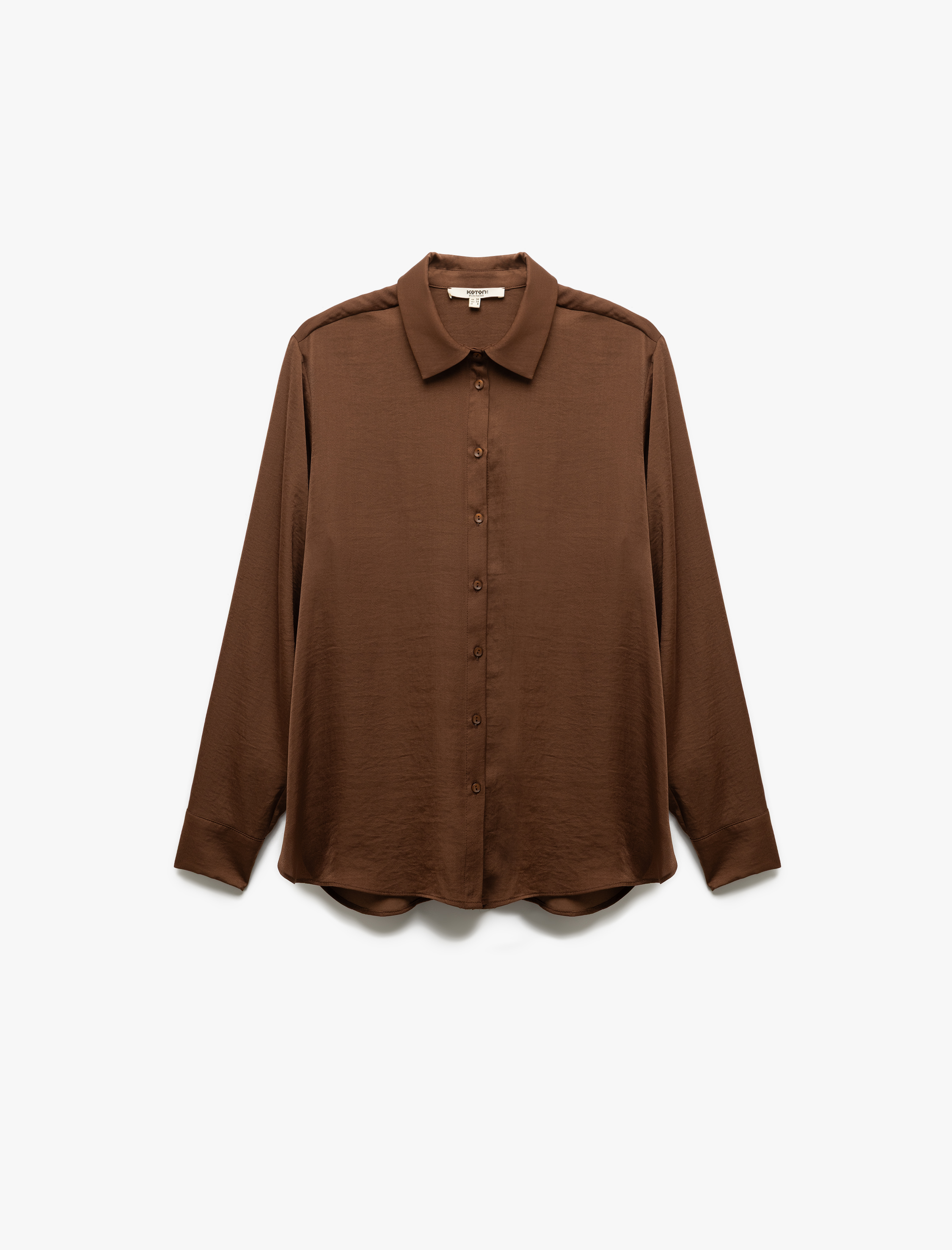   Aerobin Kumaş Uzun Kollu Klasik Yaka Saten Gömlek