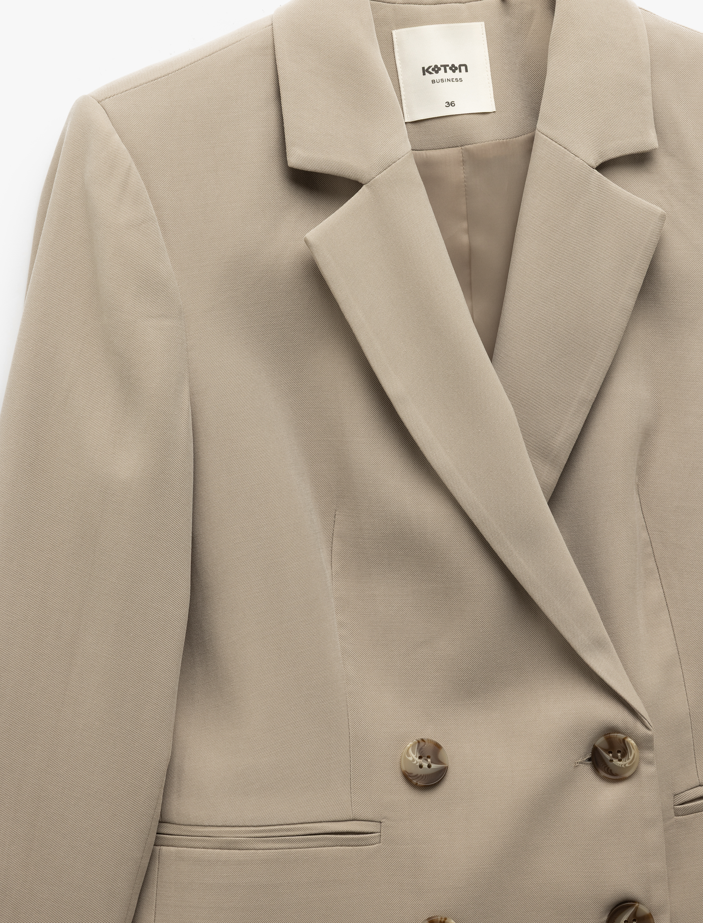   Viskon Kumaş Uzun Kollu Kruvaze Oversize Blazer Ceket