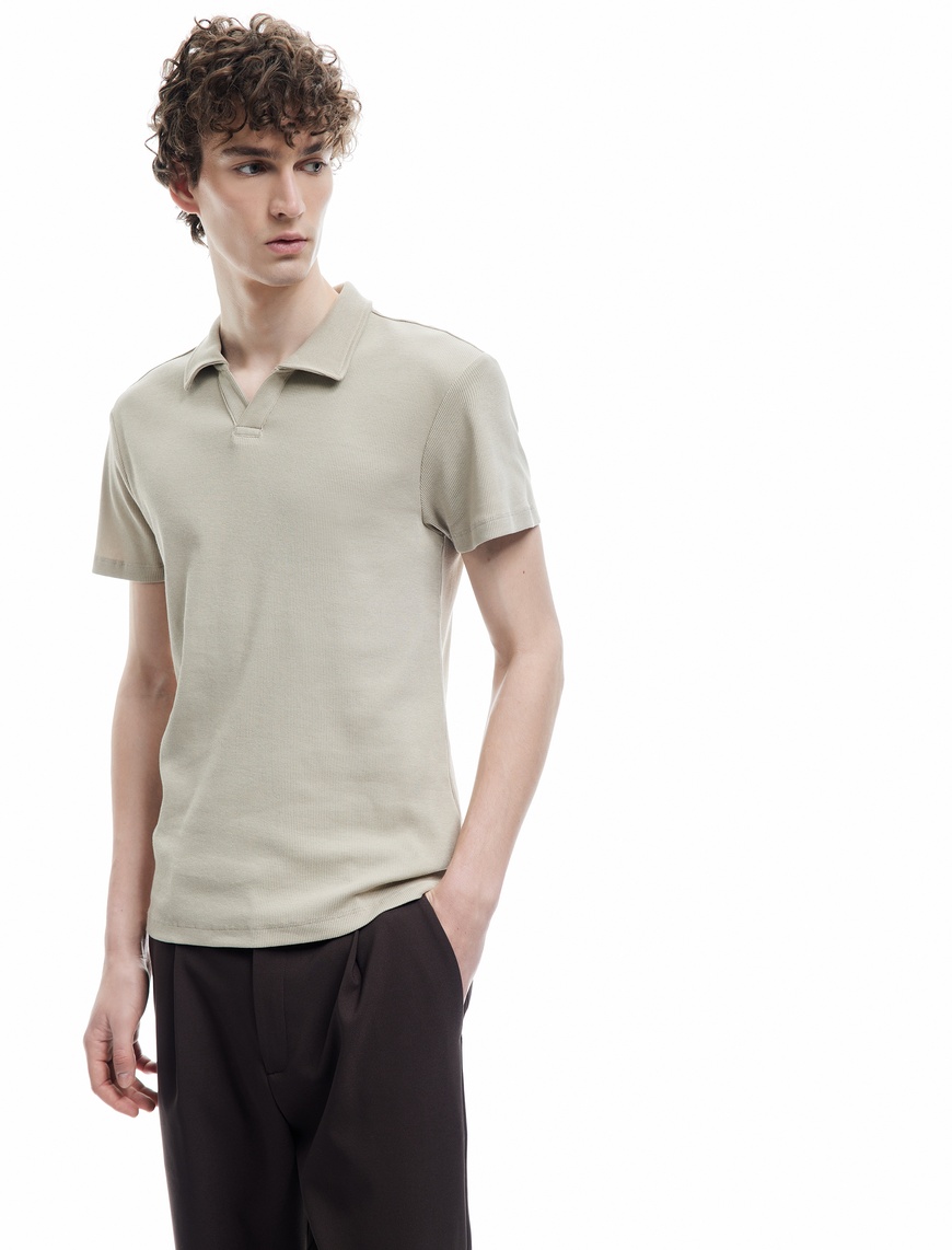   Pamuklu Kısa Kollu Slim Fit Basic Polo Tişört