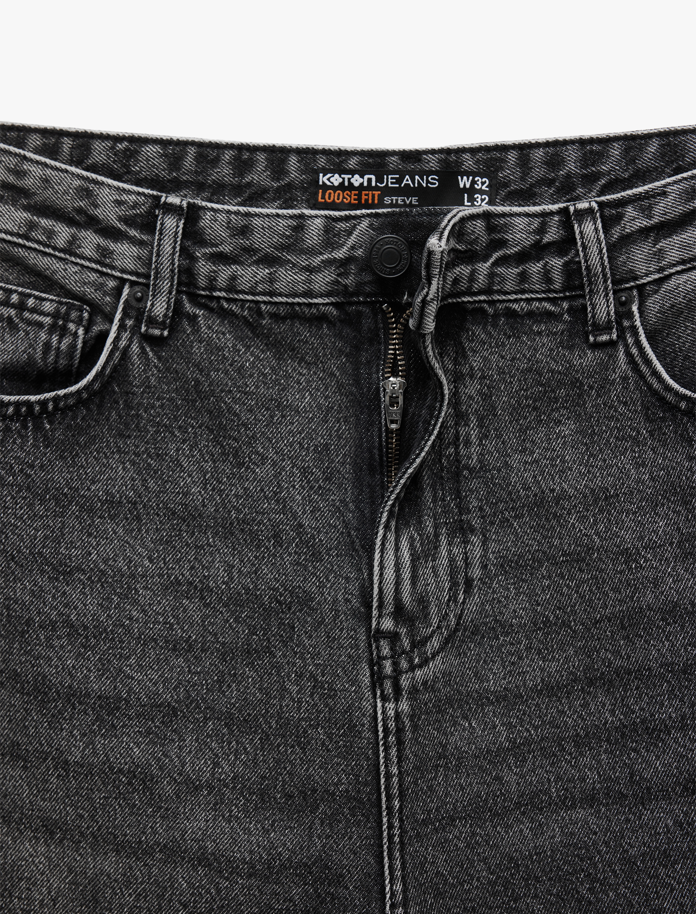   Pamuklu Bol Kesim Düğmeli Jean Pantolon - Loose Straight Fit Jean