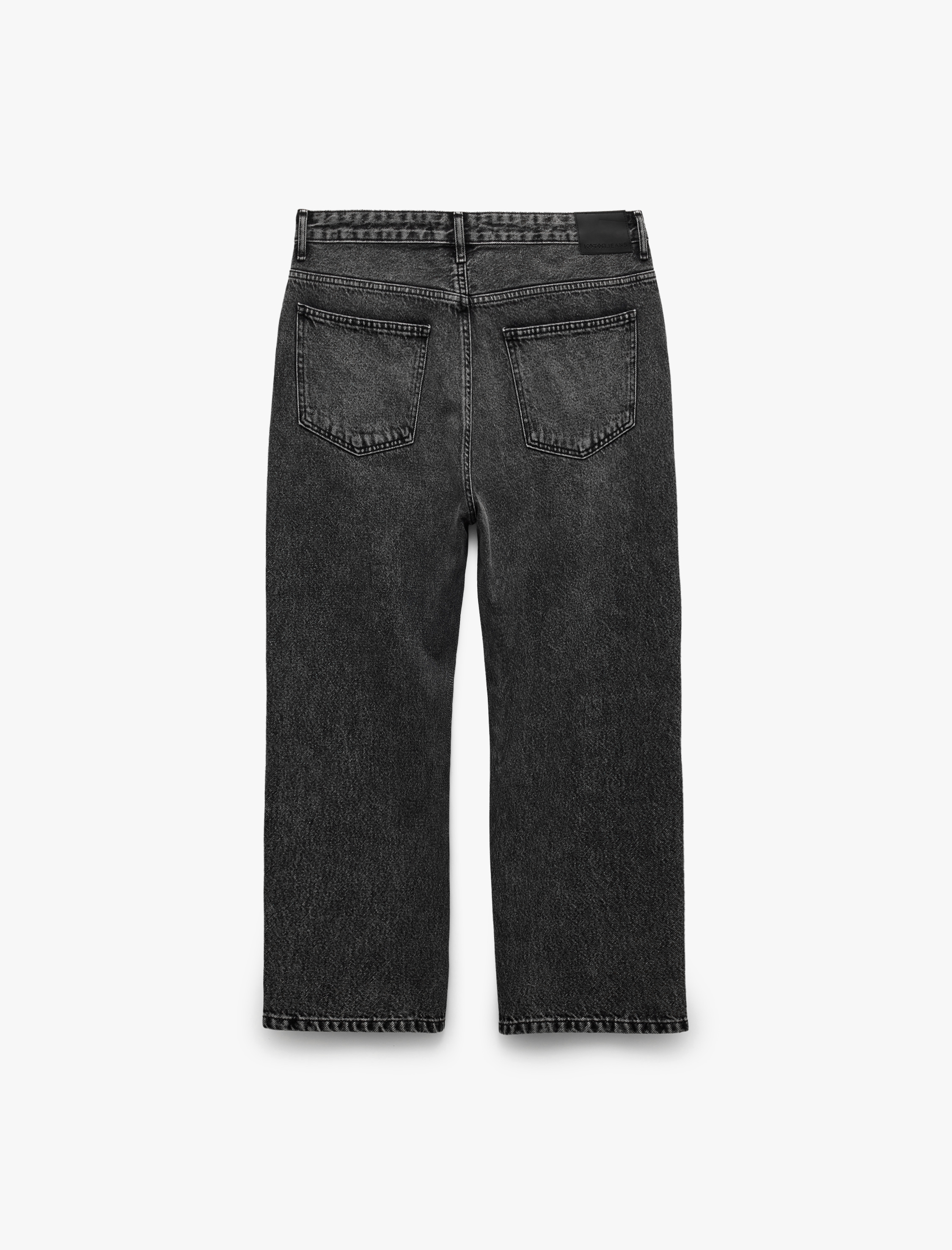   Pamuklu Bol Kesim Düğmeli Jean Pantolon - Loose Straight Fit Jean