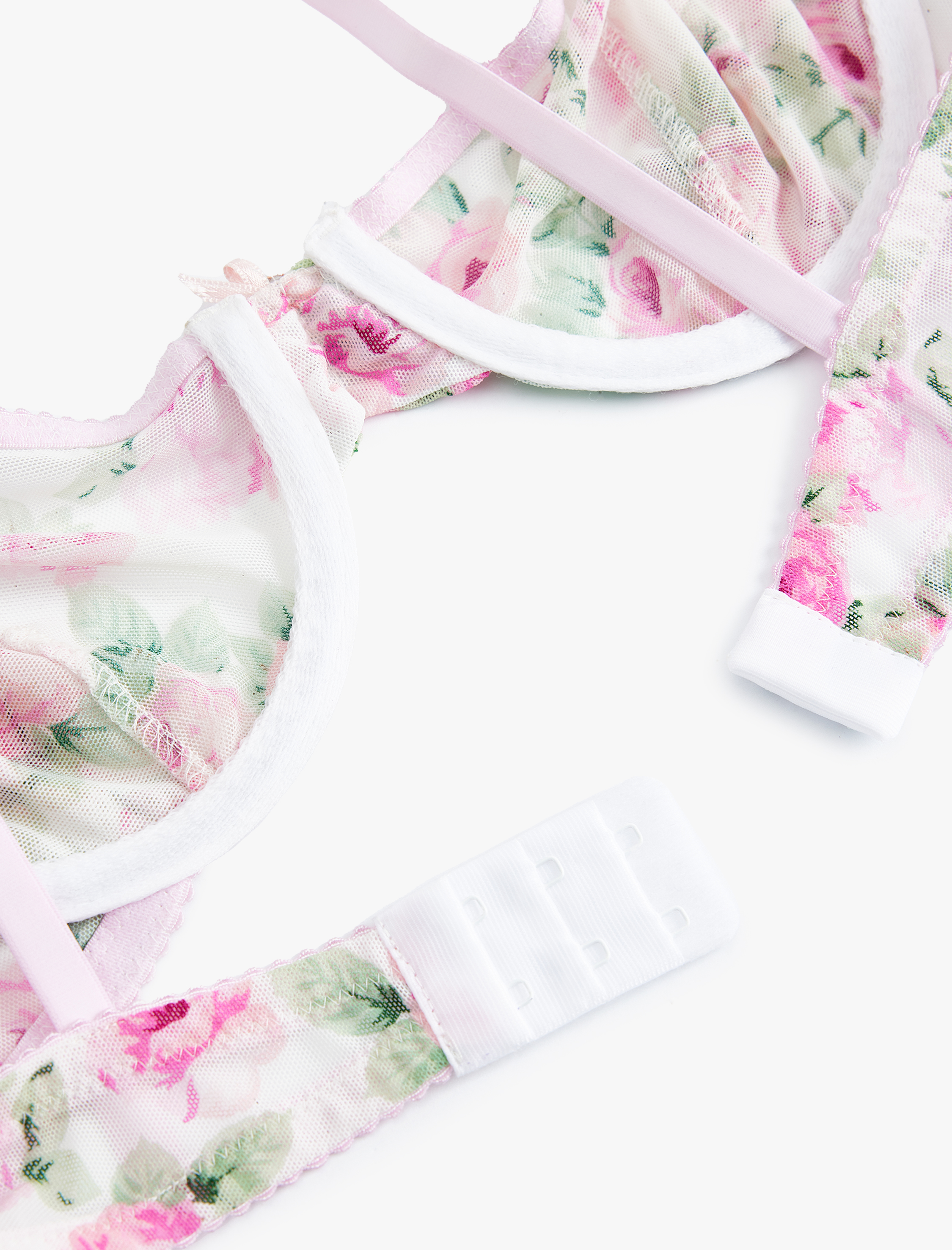   Tül Gül Desenli Dolgusuz Balenli Sütyen