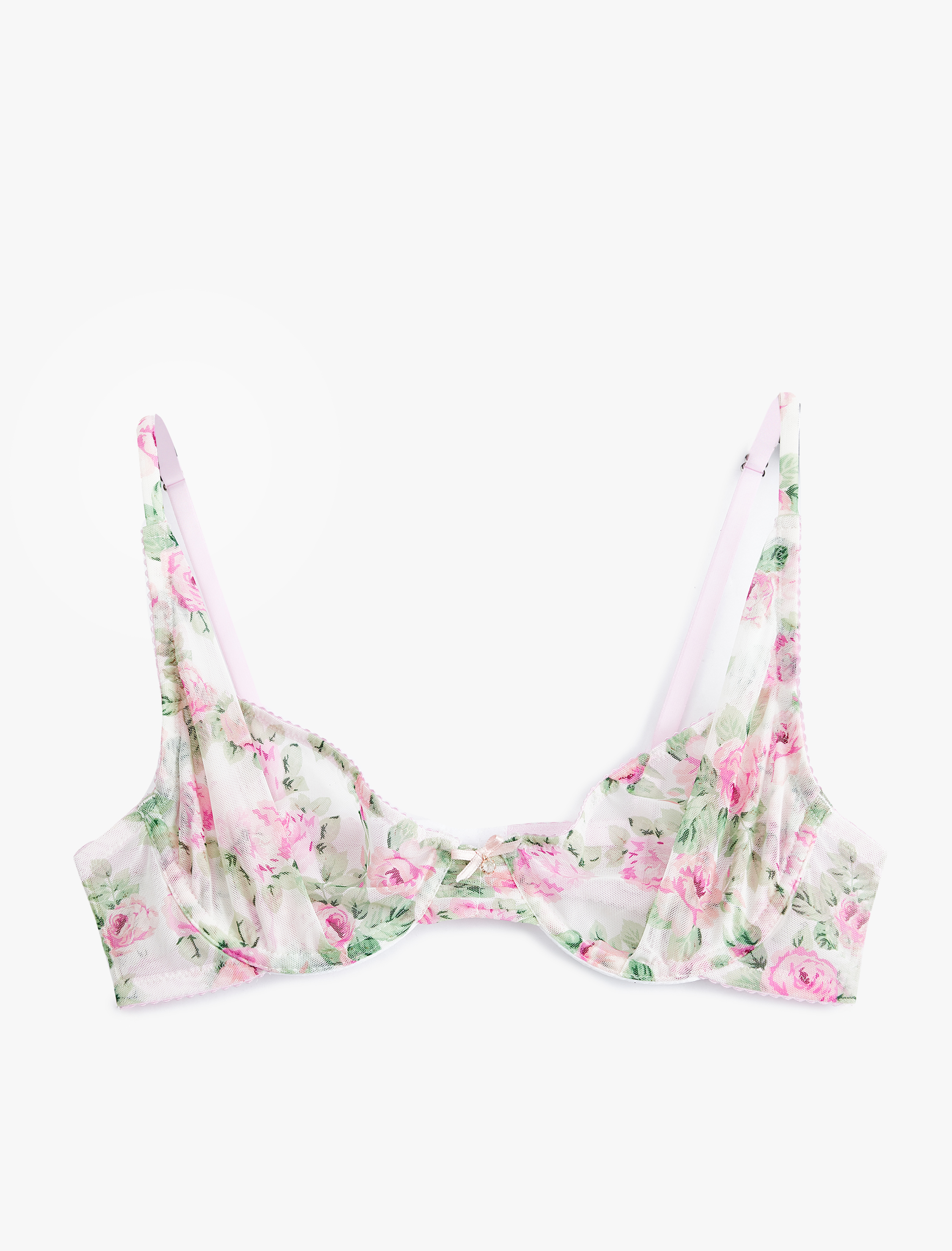   Tül Gül Desenli Dolgusuz Balenli Sütyen