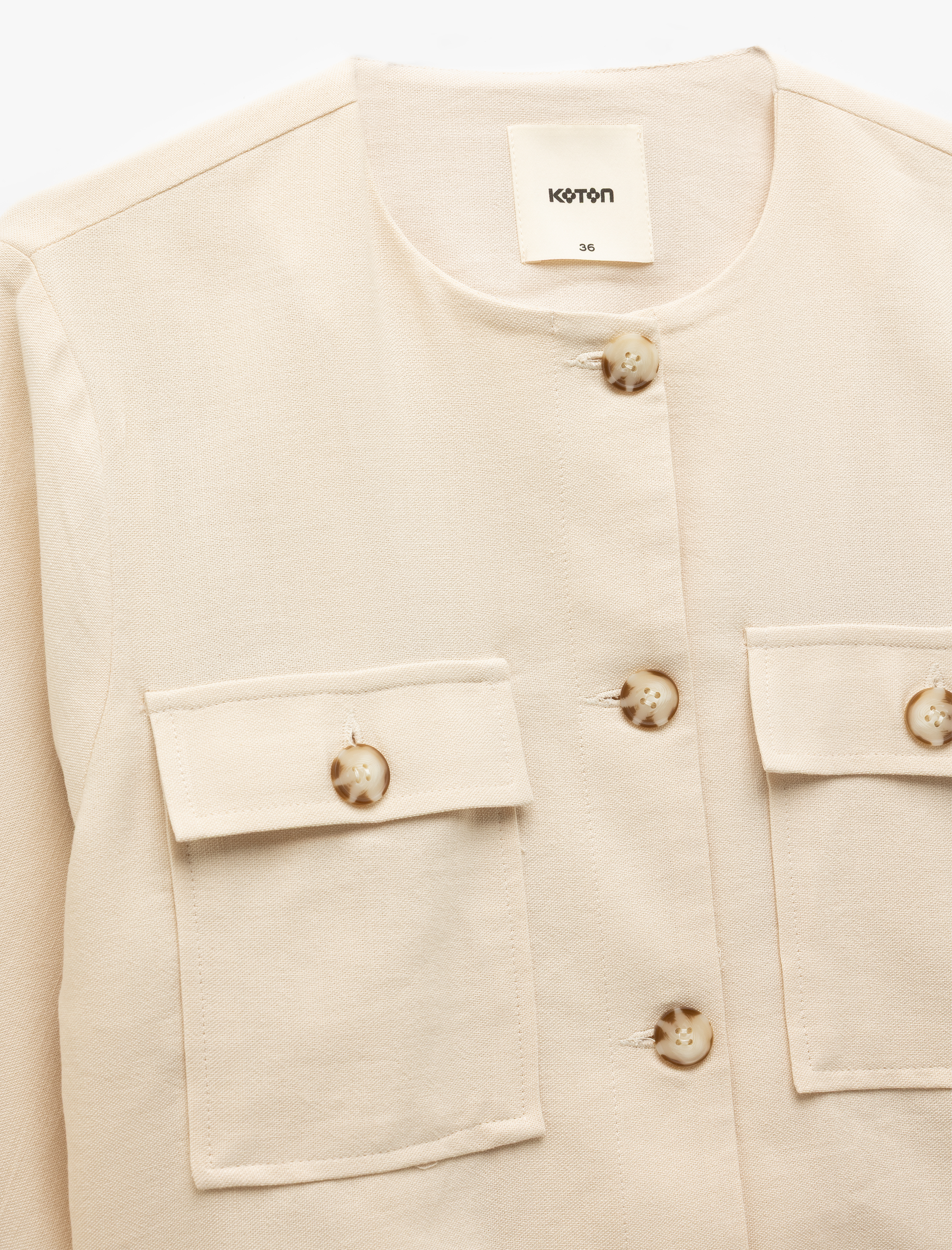   Viskon Kumaş Uzun Kollu Kapaklı Cep Detaylı Bisiklet Yaka Ceket