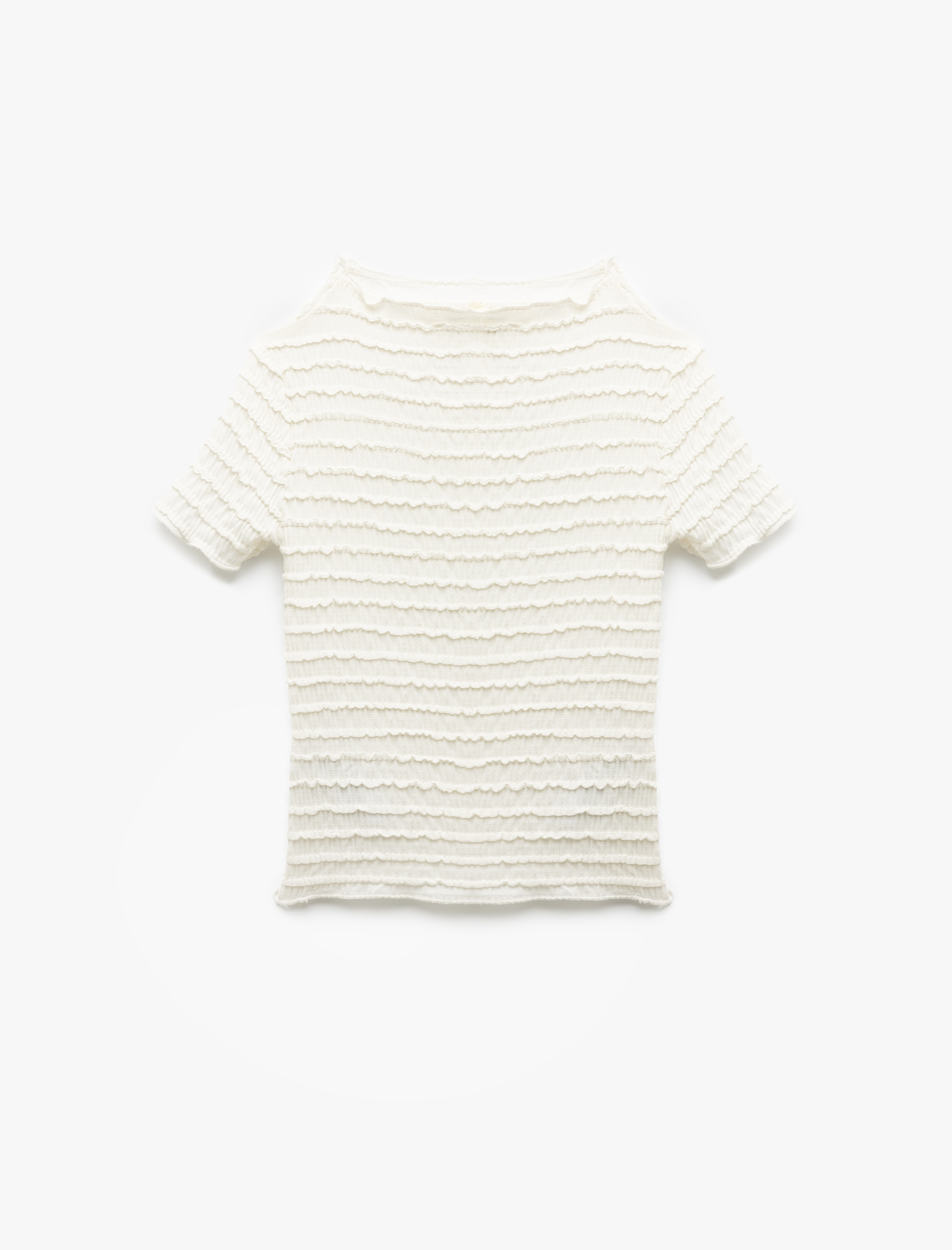   Bürümcük Kumaş Dokulu Hafif Dik Yaka Kısa Kollu Tişört