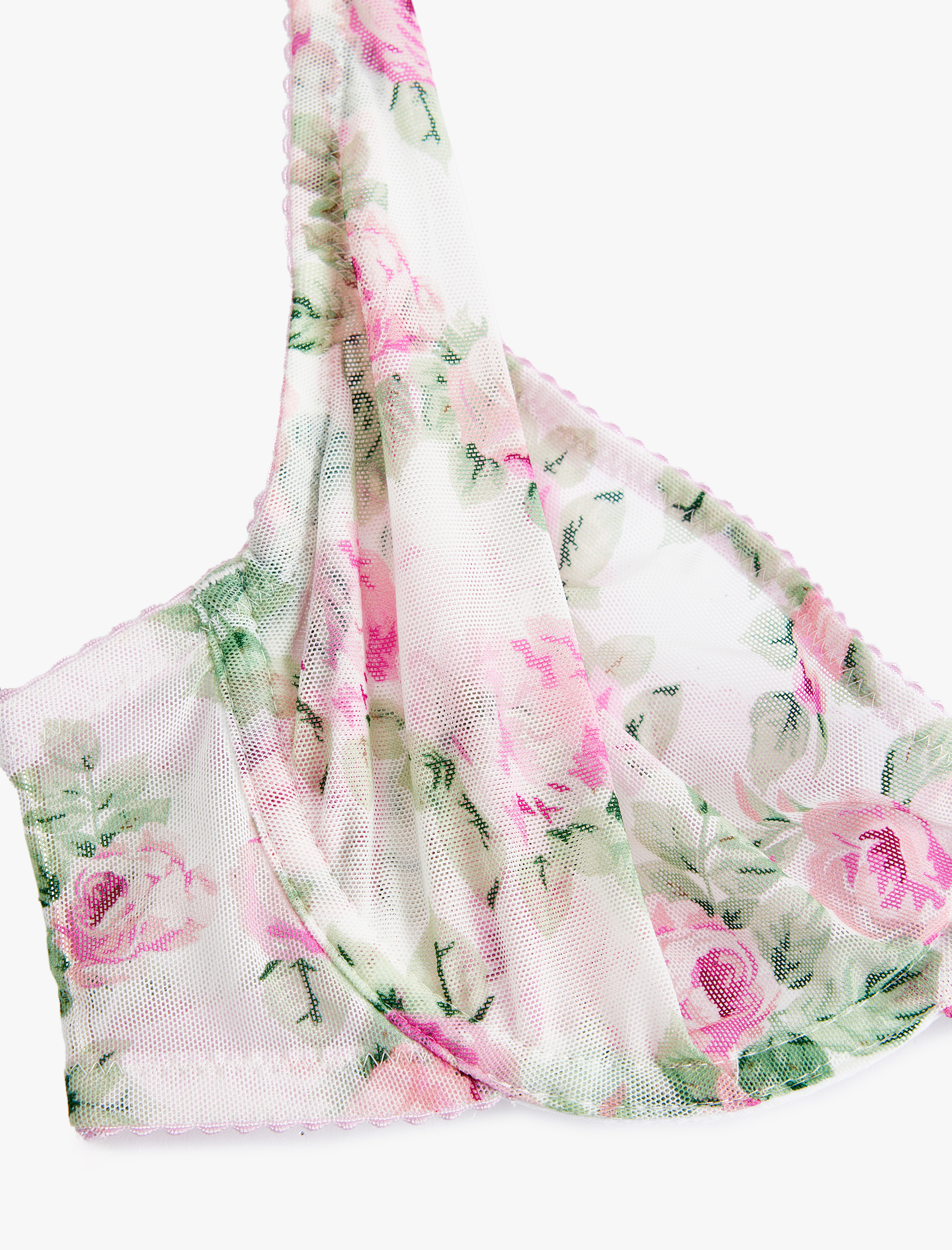   Tül Gül Desenli Dolgusuz Balenli Sütyen