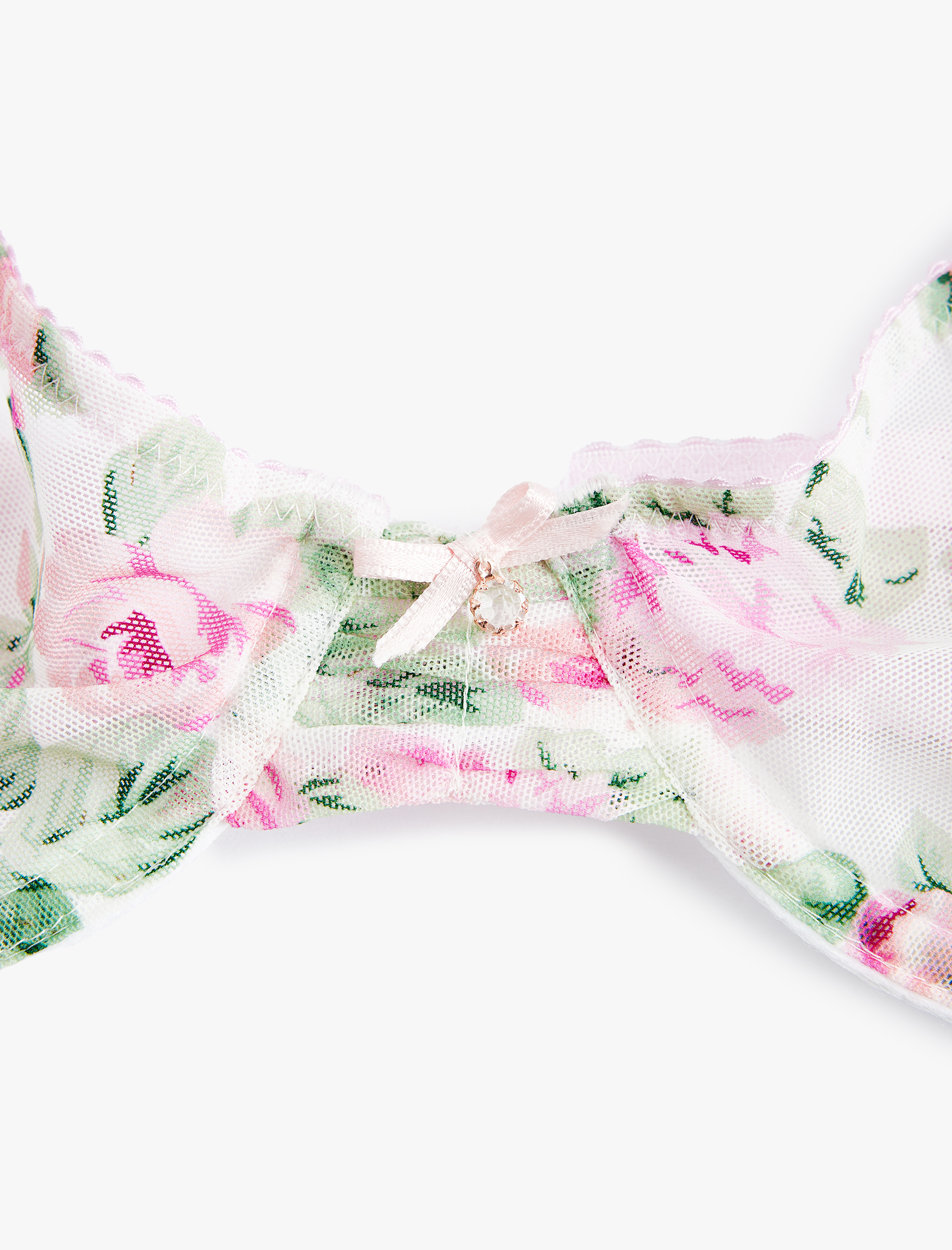   Tül Gül Desenli Dolgusuz Balenli Sütyen