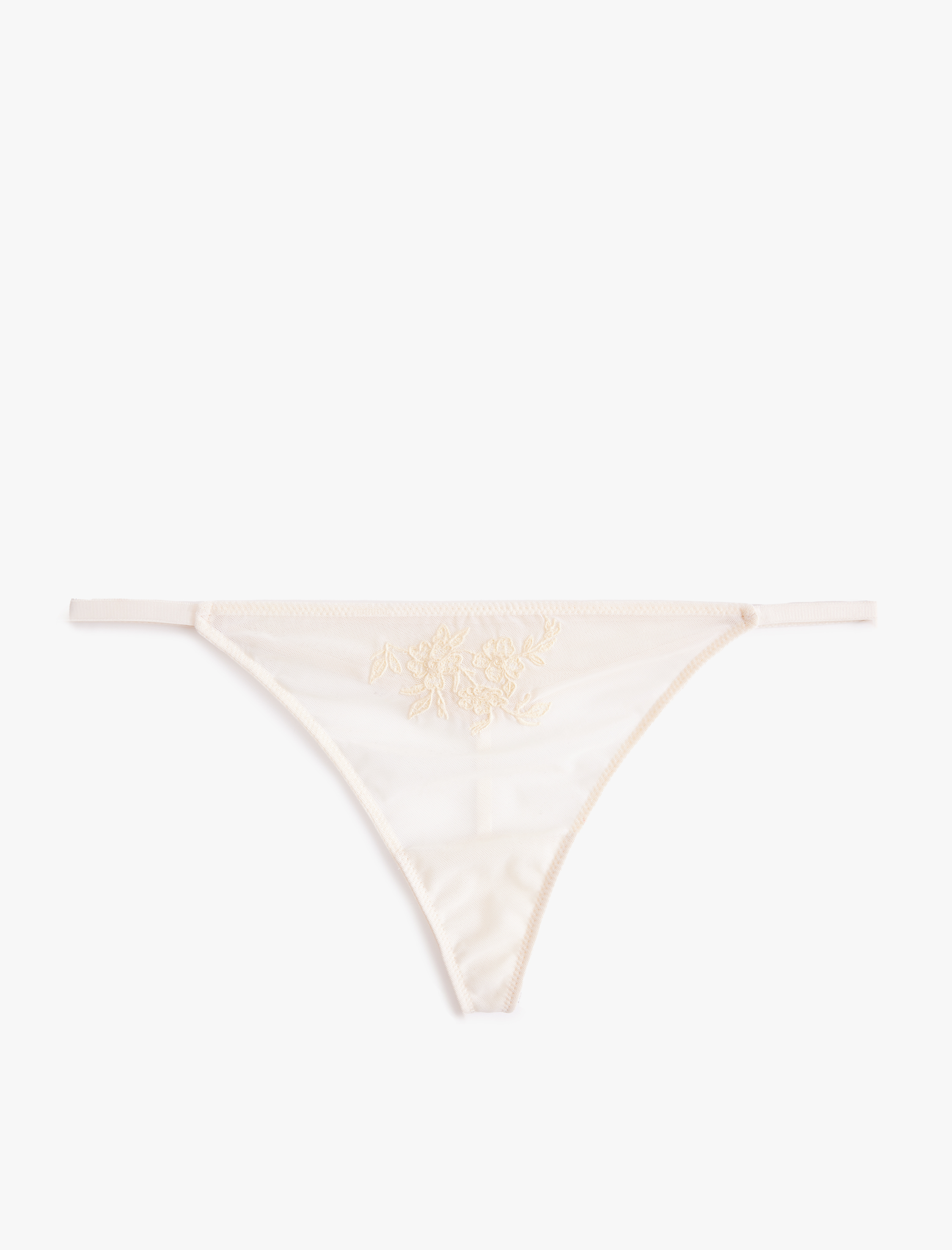   Nakış Detaylı Transparan Tül Dantelli String Külot