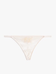 Nakış Detaylı Transparan Tül Dantelli String Külot