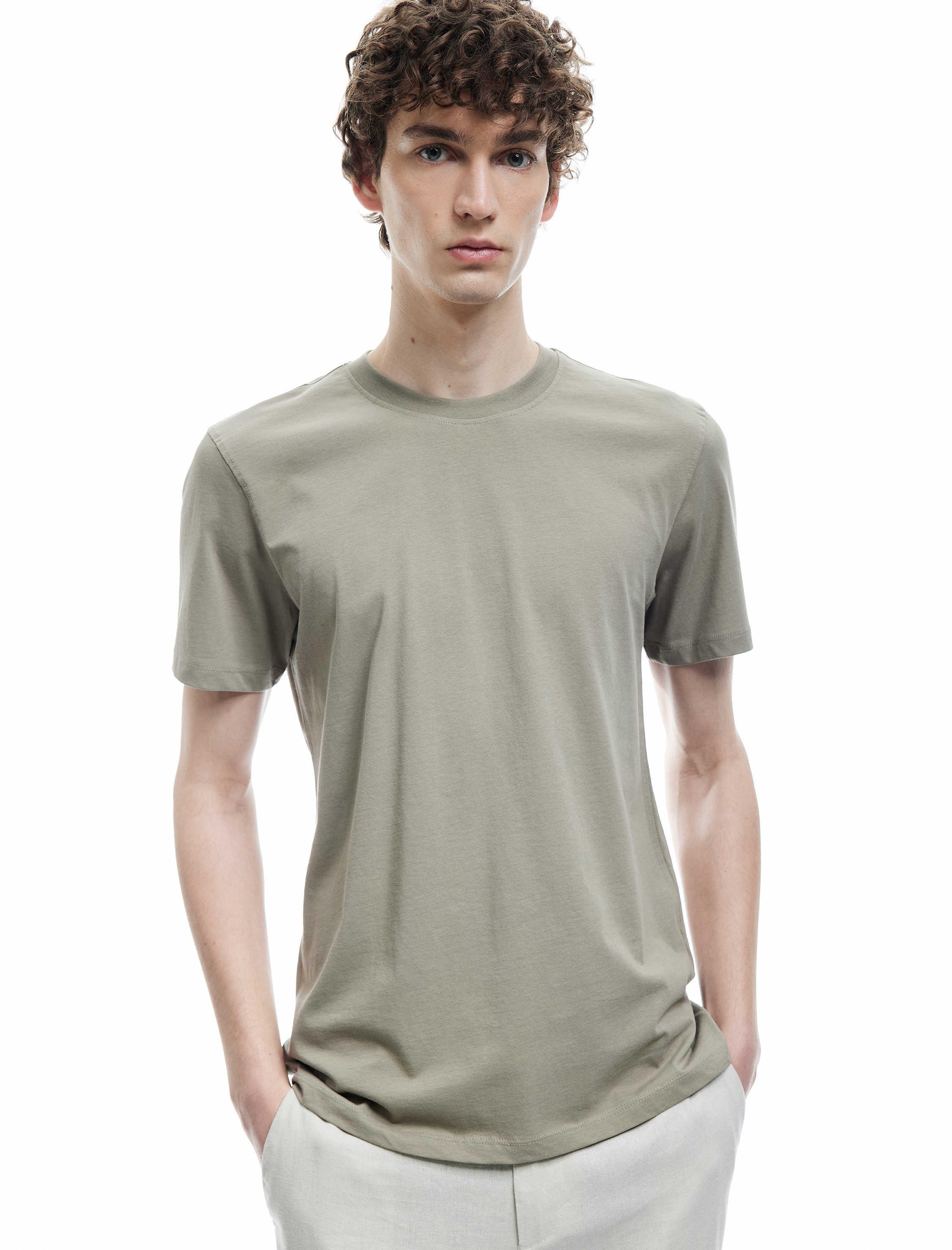   Pamuklu Kısa Kollu Bisiklet Yaka Slim Fit Erkek Basic Tişört