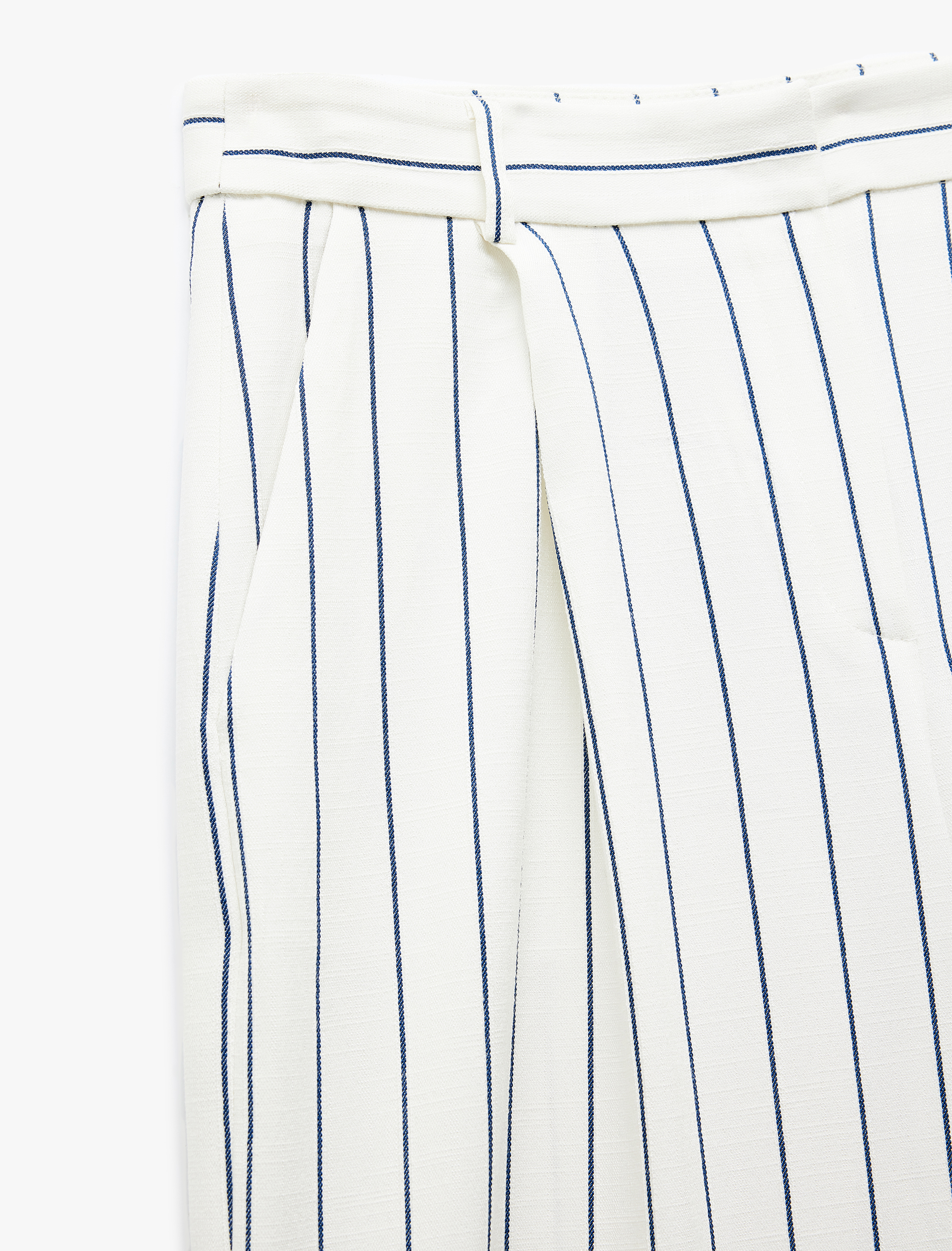   Koton X Sima Tarkan - Viskon Çizgili Cepli Geniş Paça Palazzo Pantolon