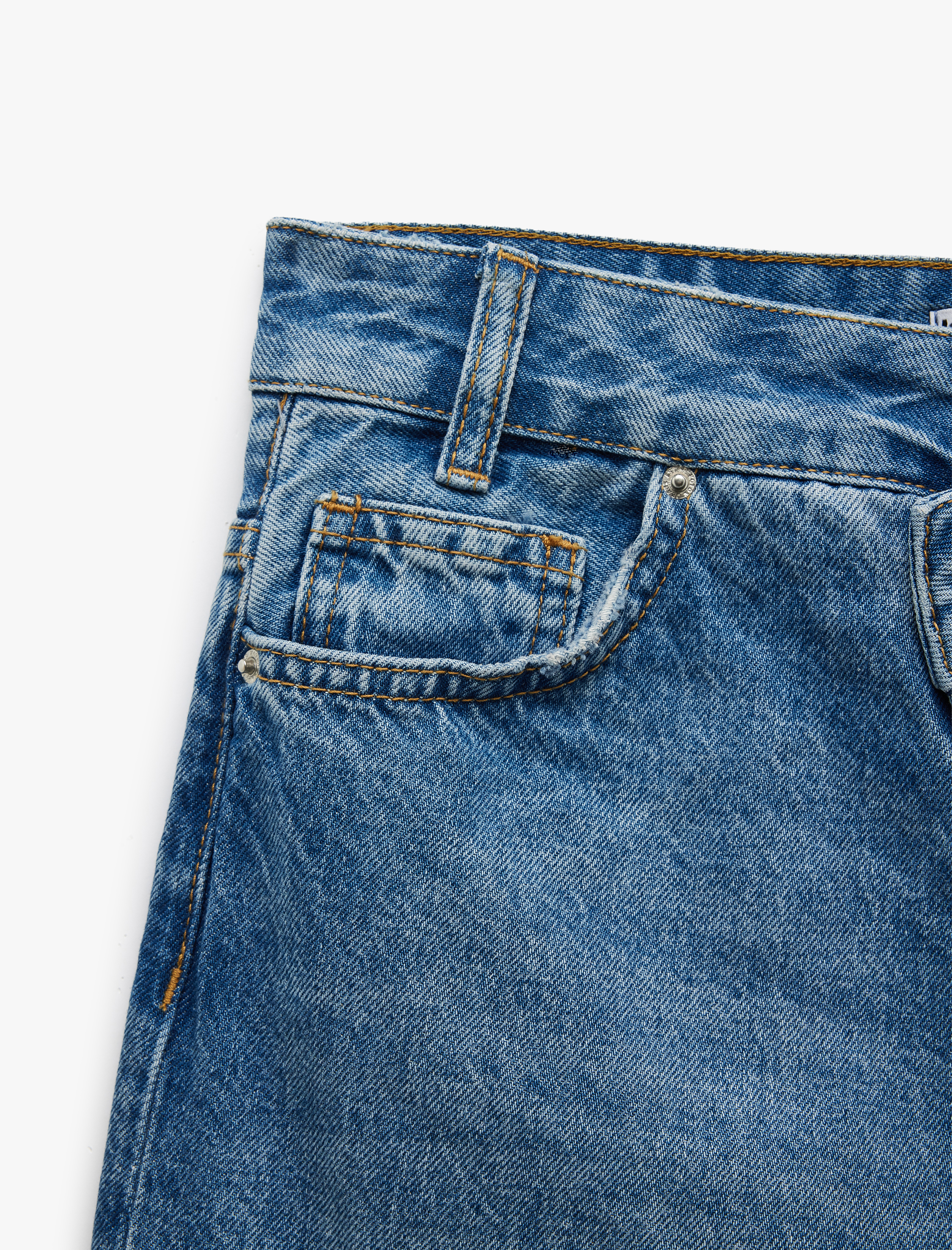 Bol Paça Cepli Düğmeli Jean Pantolon - Loose Straight Fit Jean