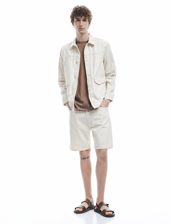  Pamuklu Normal Bel Rahat Kesim Denim Şort