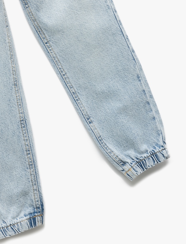 Beli Bağcıklı Cepli Pamuklu Denim Jogger Pantolon_3