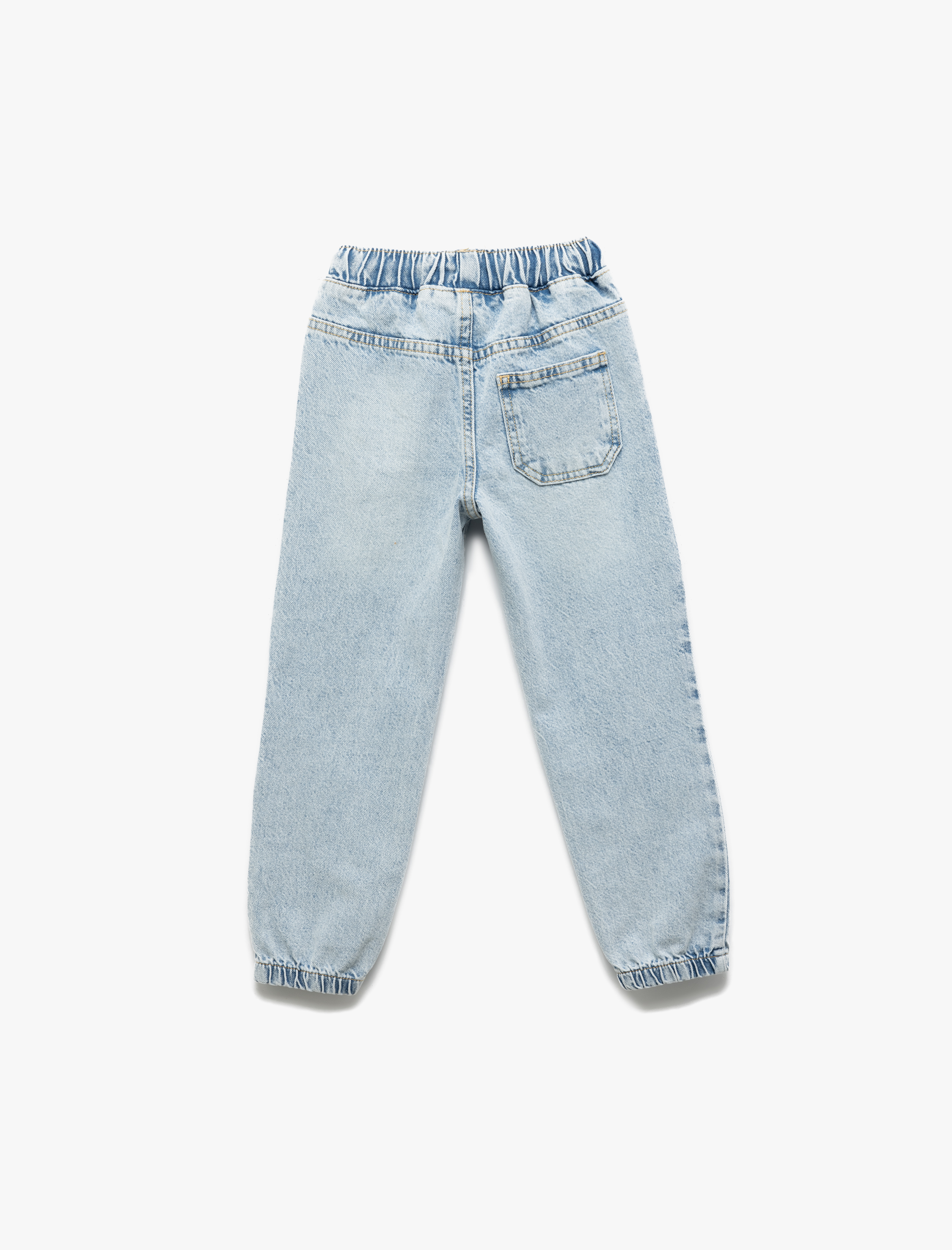  Erkek Bebek Beli Bağcıklı Cepli Pamuklu Denim Jogger Pantolon