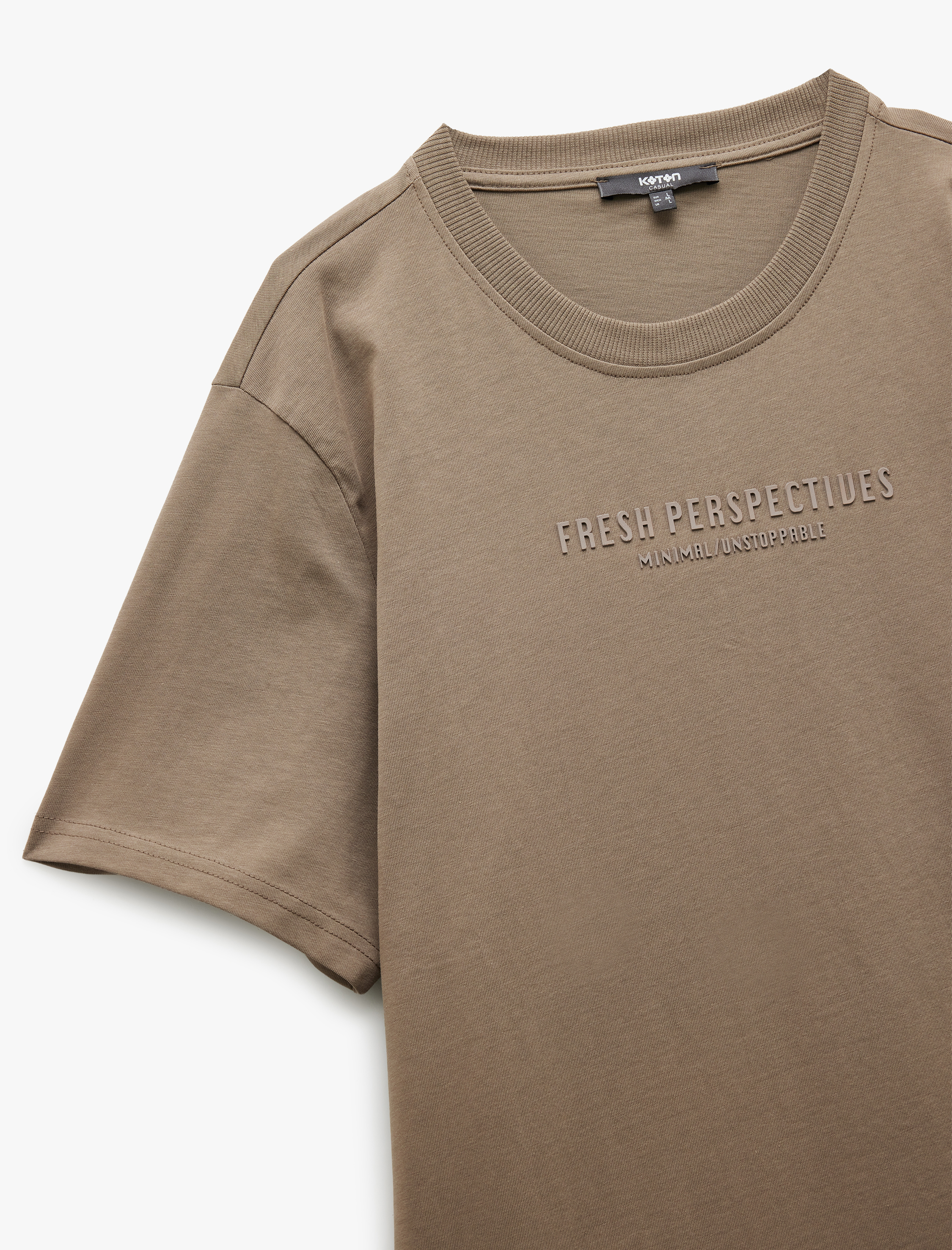   Pamuklu Baskılı Kısa Kollu Bisiklet Yaka Tişört