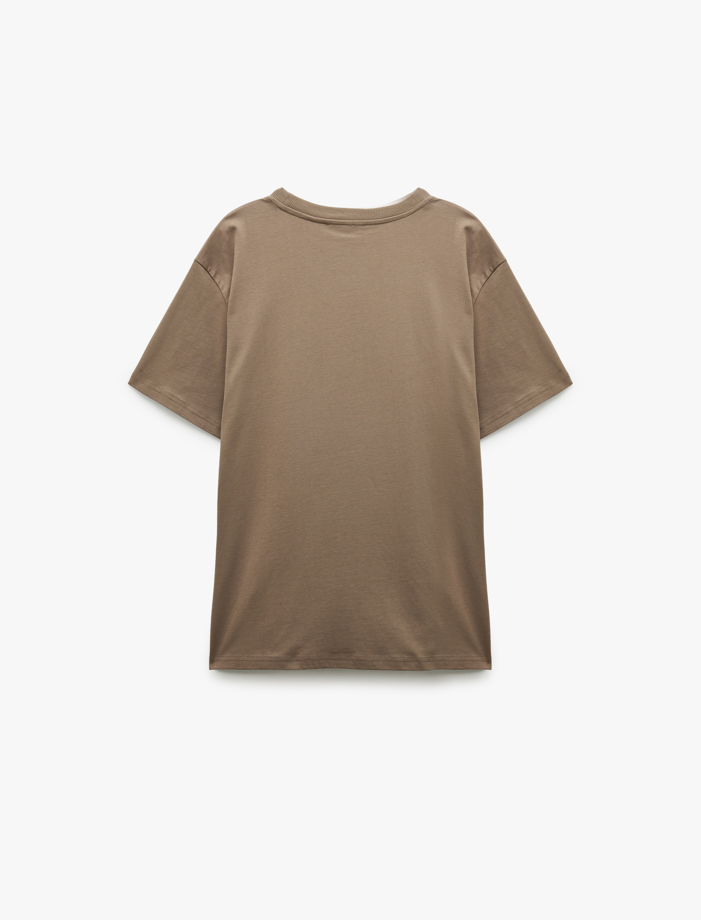   Pamuklu Baskılı Kısa Kollu Bisiklet Yaka Tişört