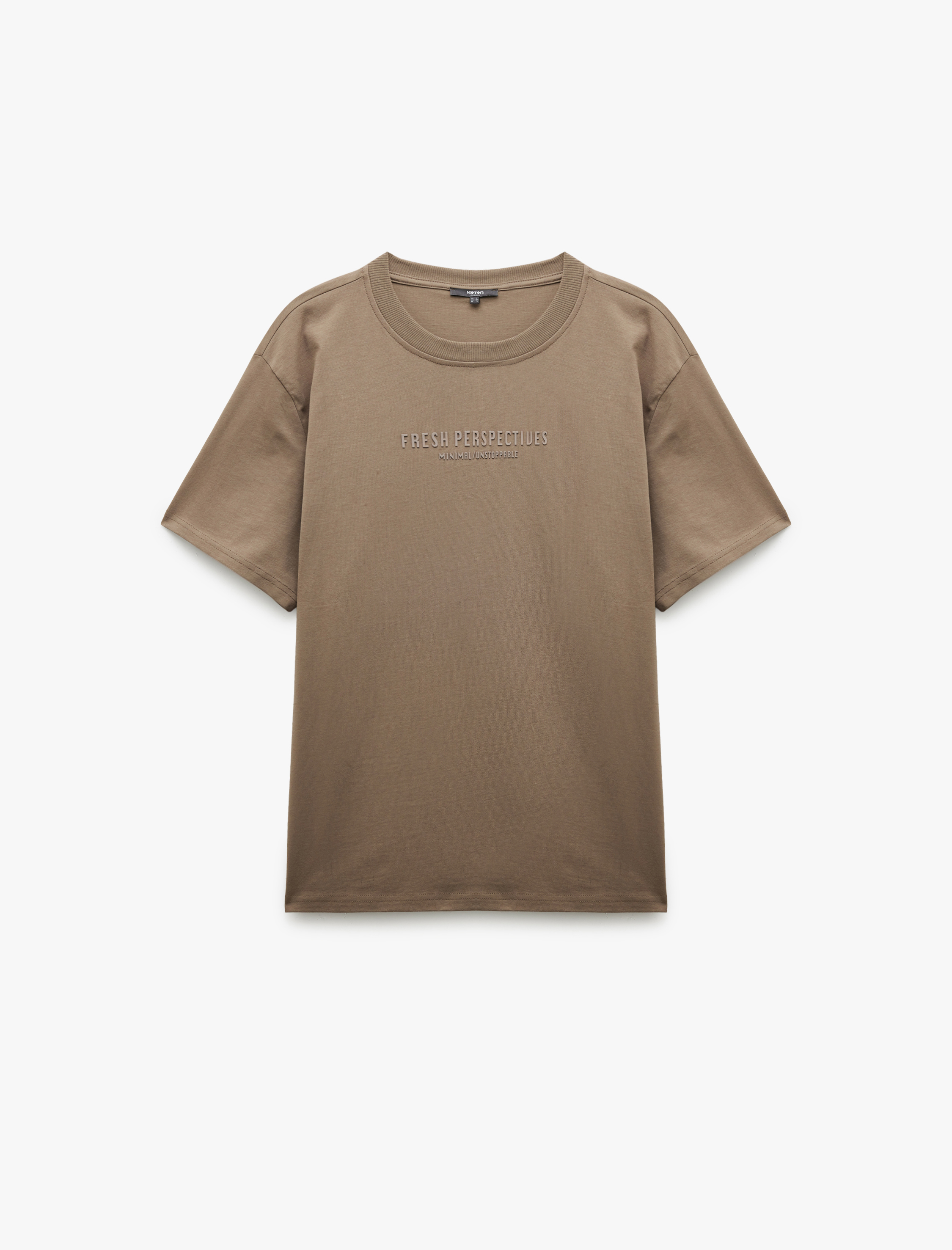   Pamuklu Baskılı Kısa Kollu Bisiklet Yaka Tişört