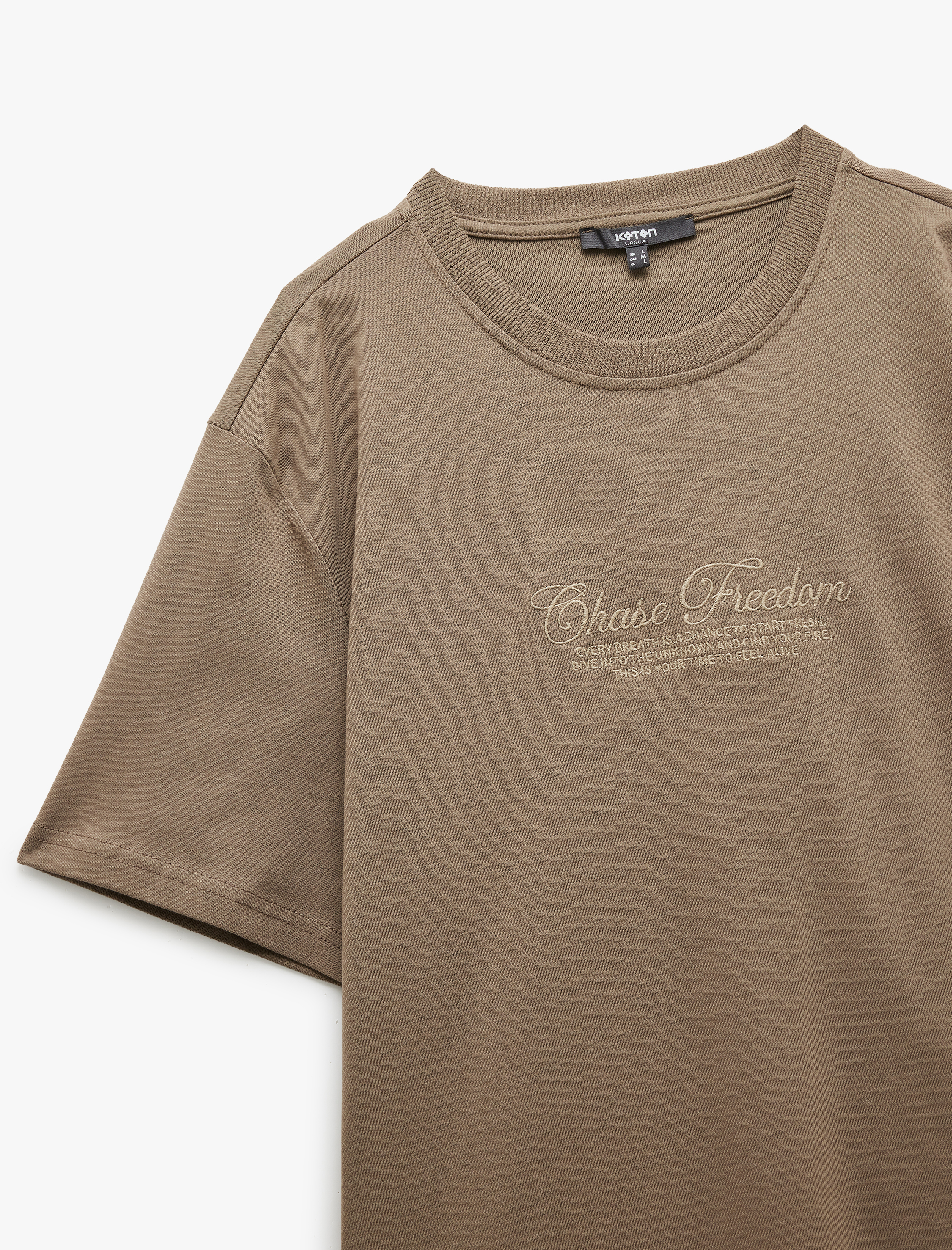   Pamuklu Baskılı Kısa Kollu Bisiklet Yaka Tişört