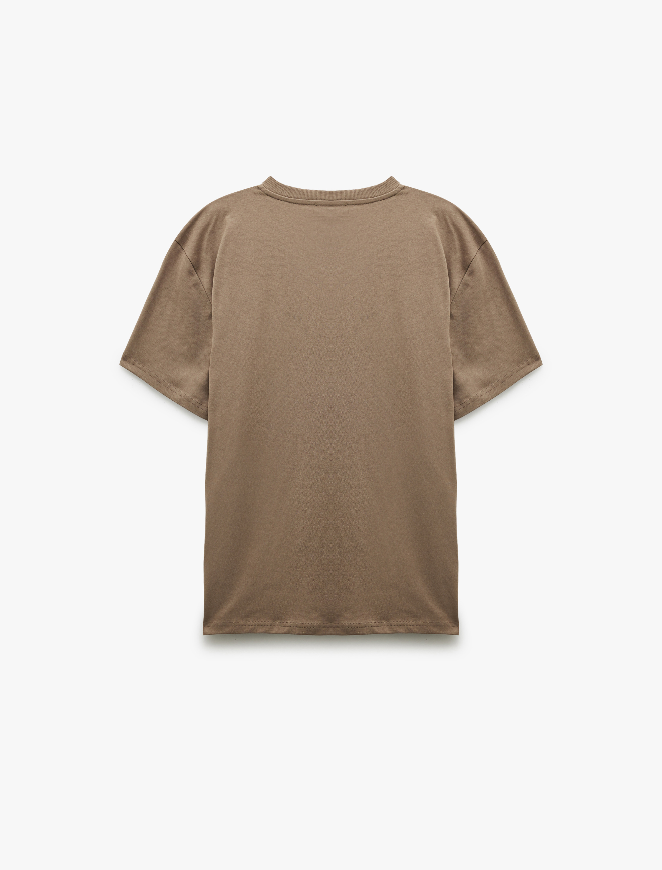   Pamuklu Baskılı Kısa Kollu Bisiklet Yaka Tişört