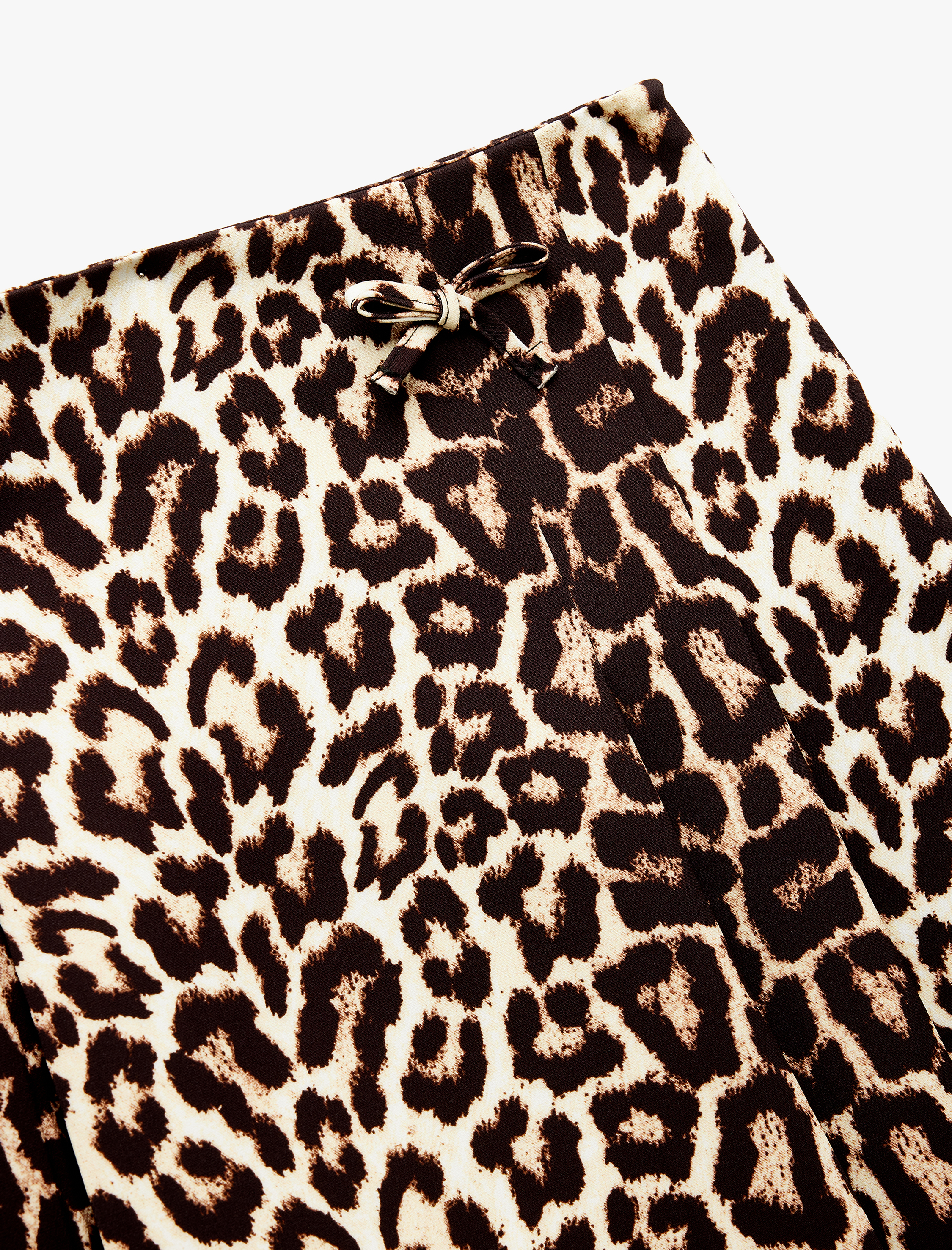   A Kesim Fiyonk Detaylı Leopar Desenli Mini Etek