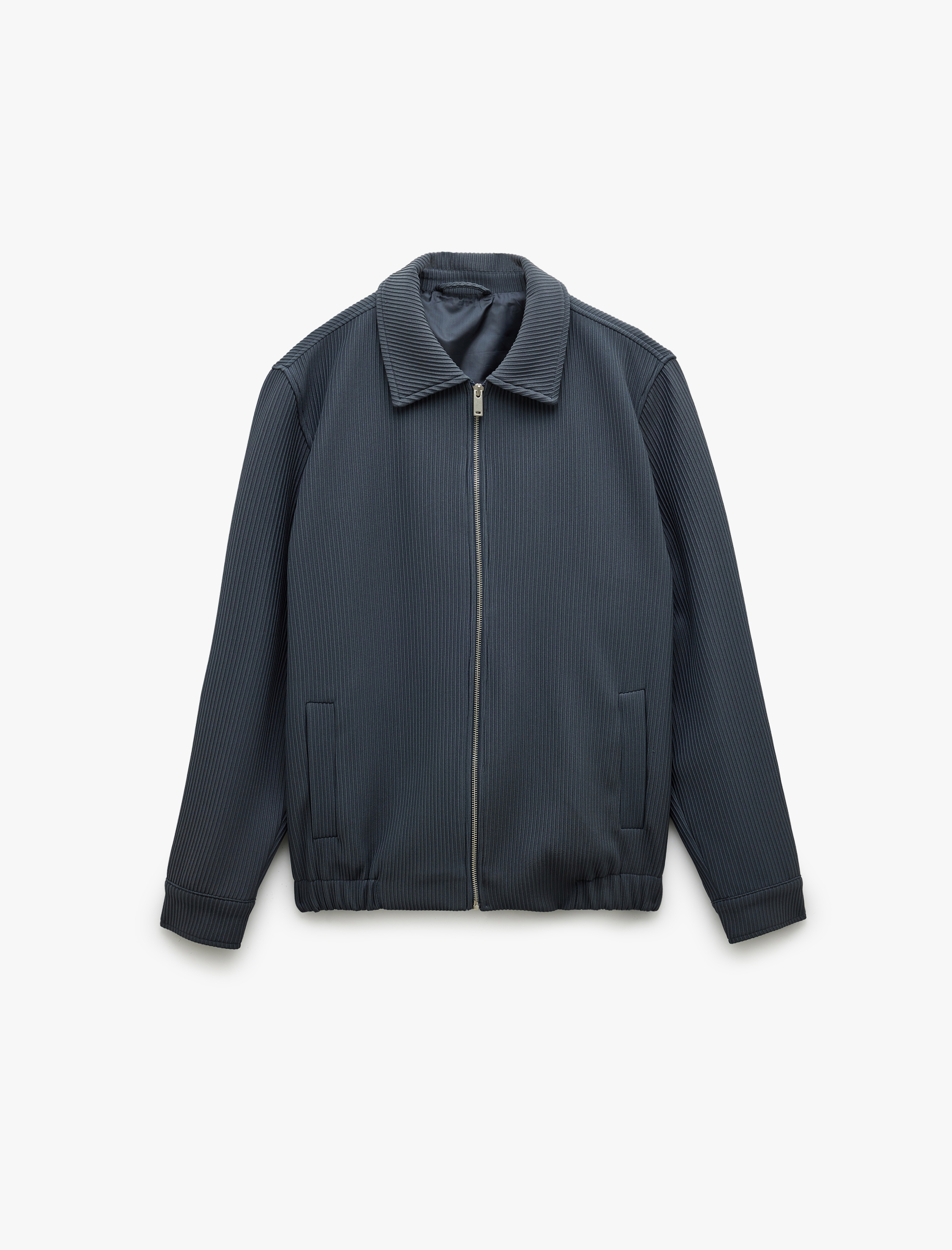   Uzun Kollu Gömlek Yaka Fermuarlı Spor Ceket