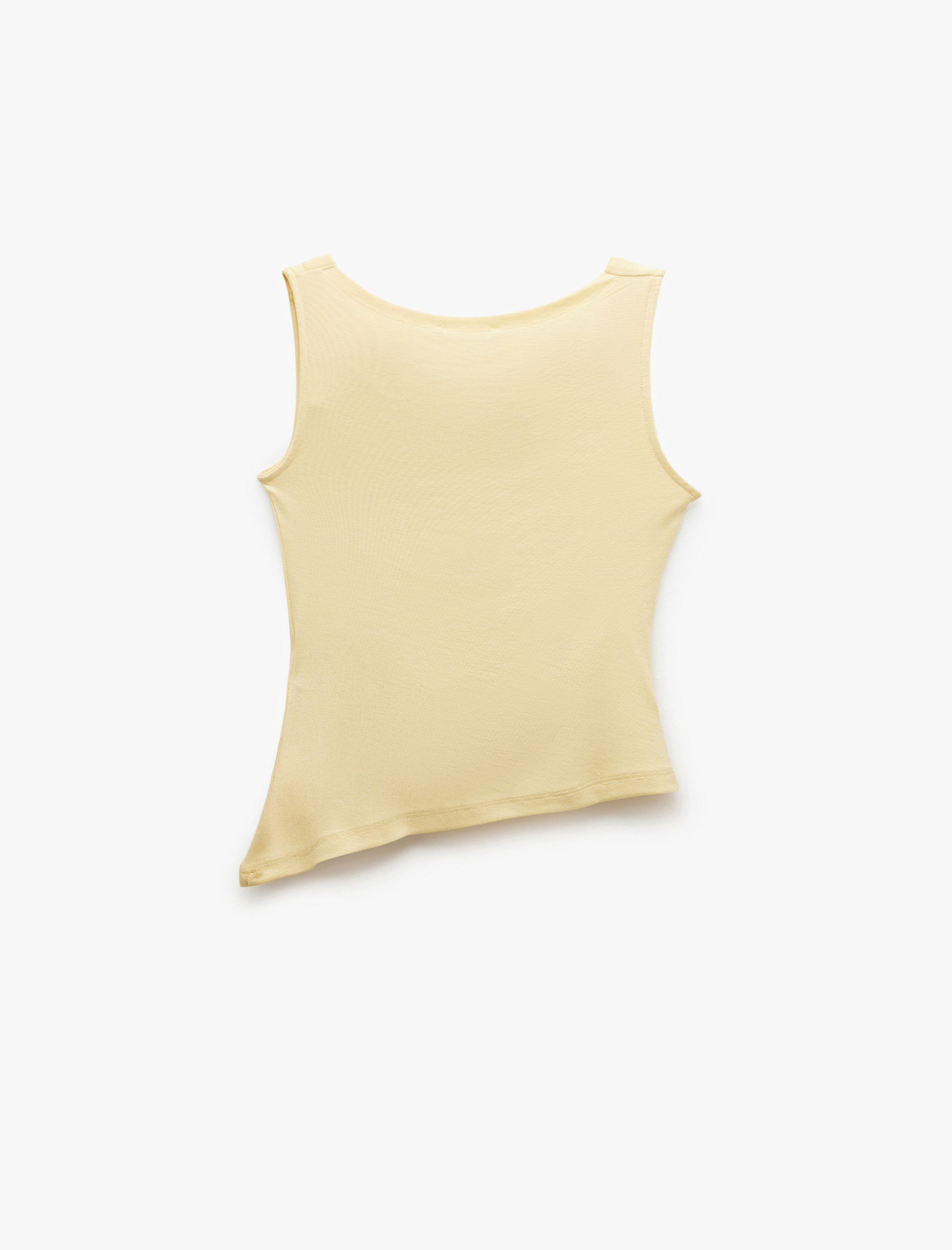   Slim Fit Degaje Yaka Asimetrik Kolsuz Viskon Bluz