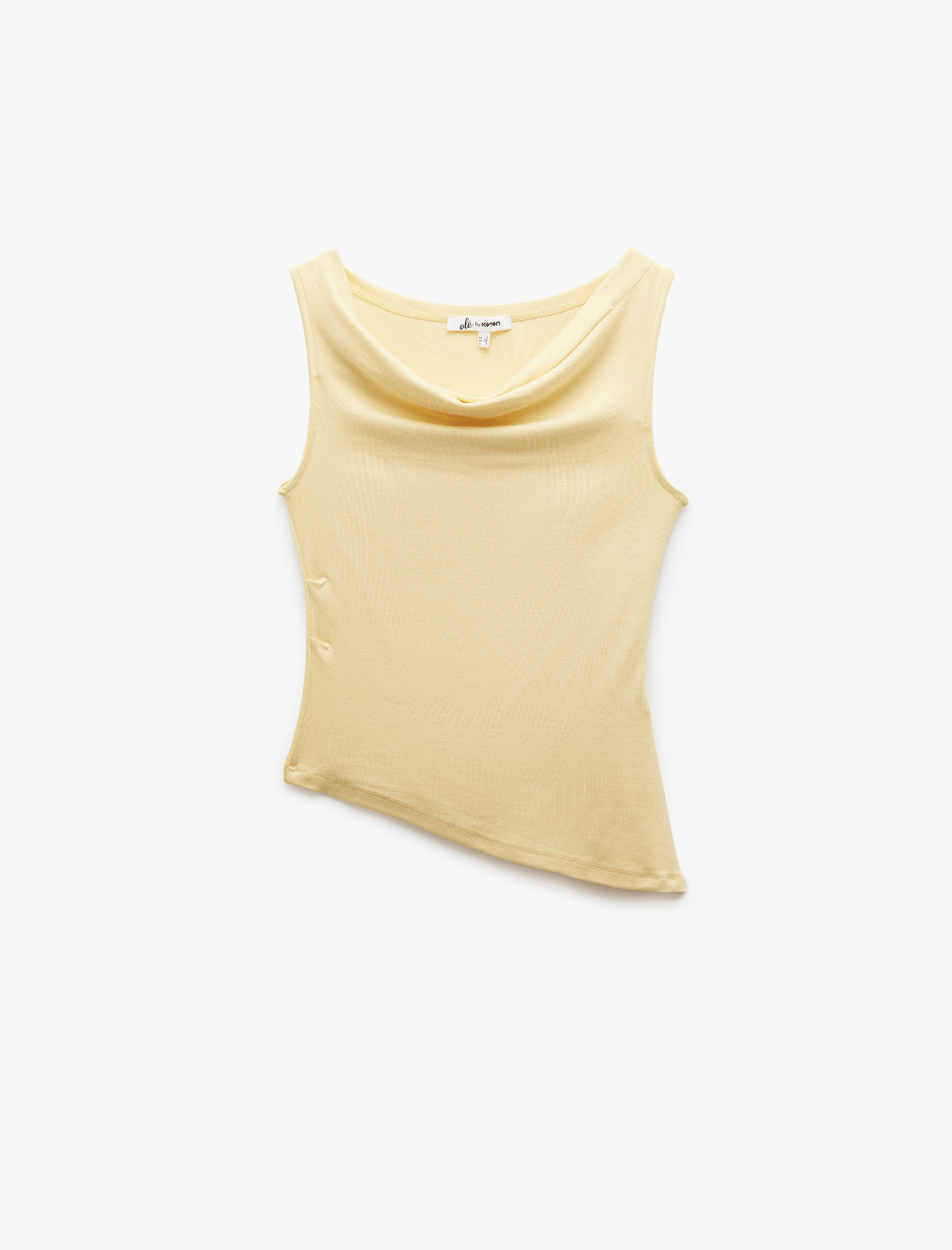   Slim Fit Degaje Yaka Asimetrik Kolsuz Viskon Bluz