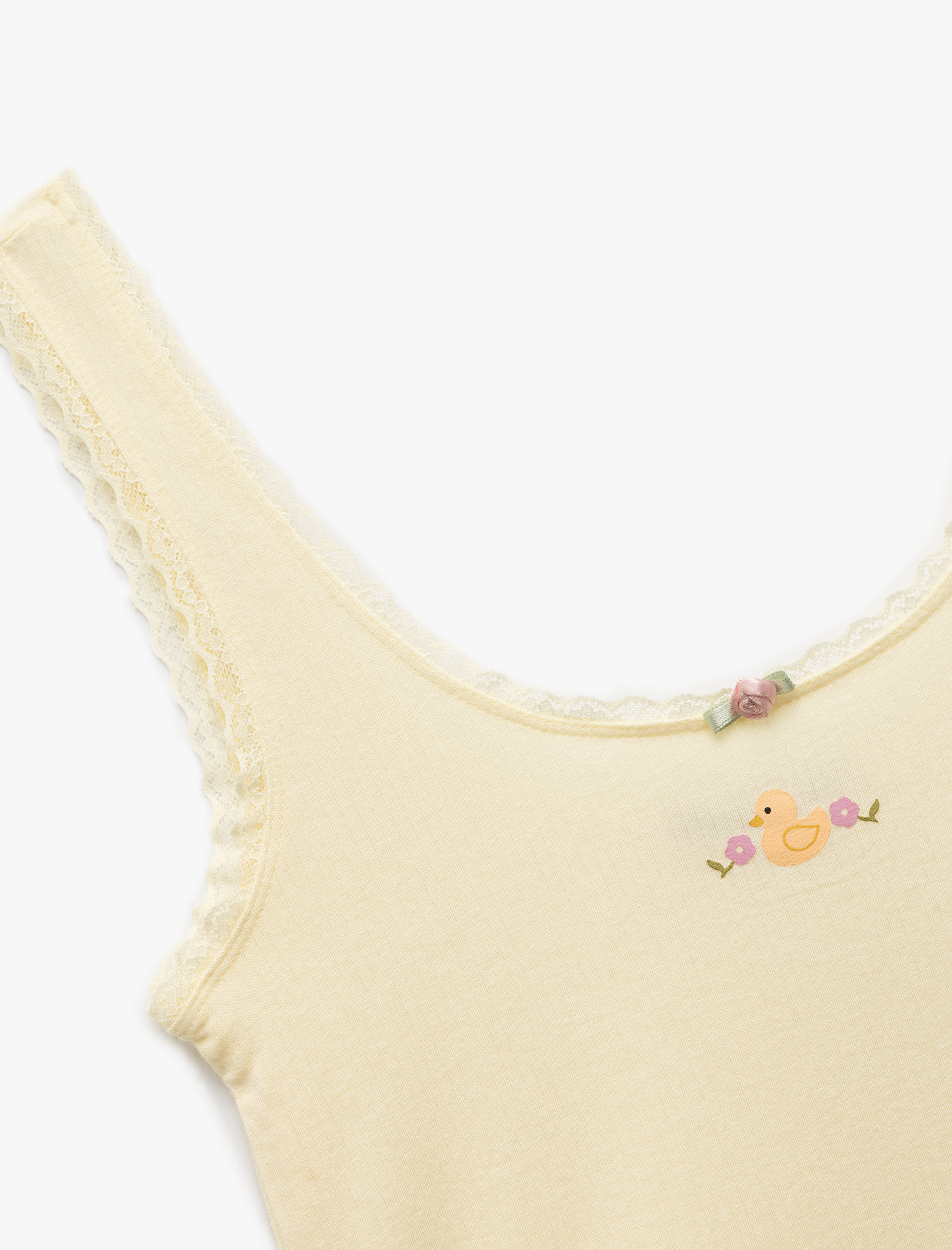   Modal Kumaş Rahat Kalıp Bisiklet Yaka Askılı Pijama Üstü