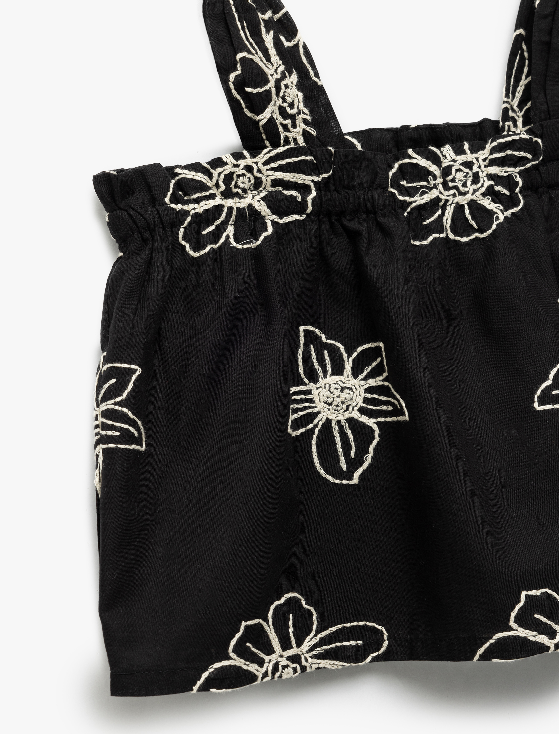  Kız Çocuk Askılı Kare Yaka Pamuklu Çiçekli Bluz