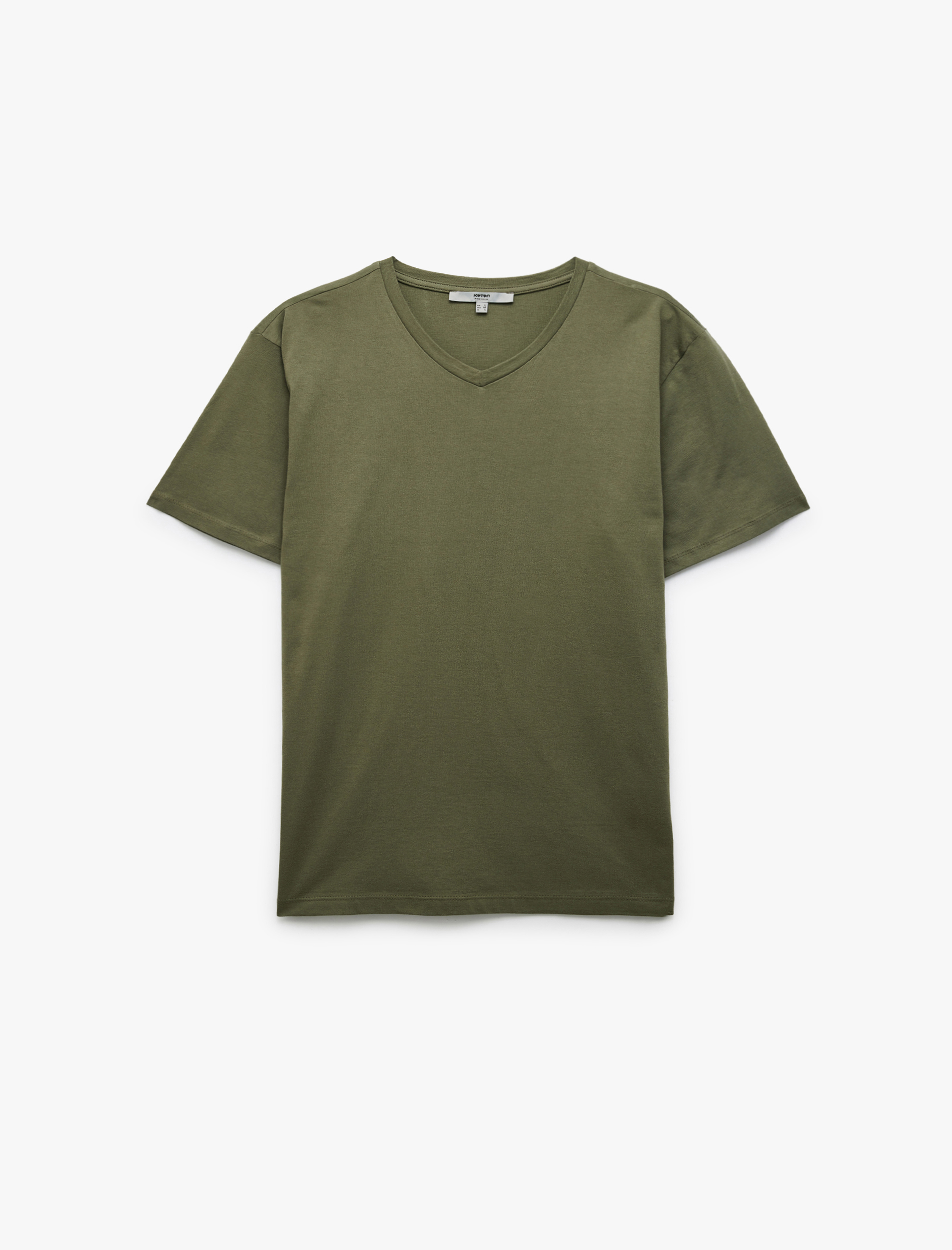   Kısa Kollu V Yaka Pamuklu Basic Erkek Slim Fit Tişört